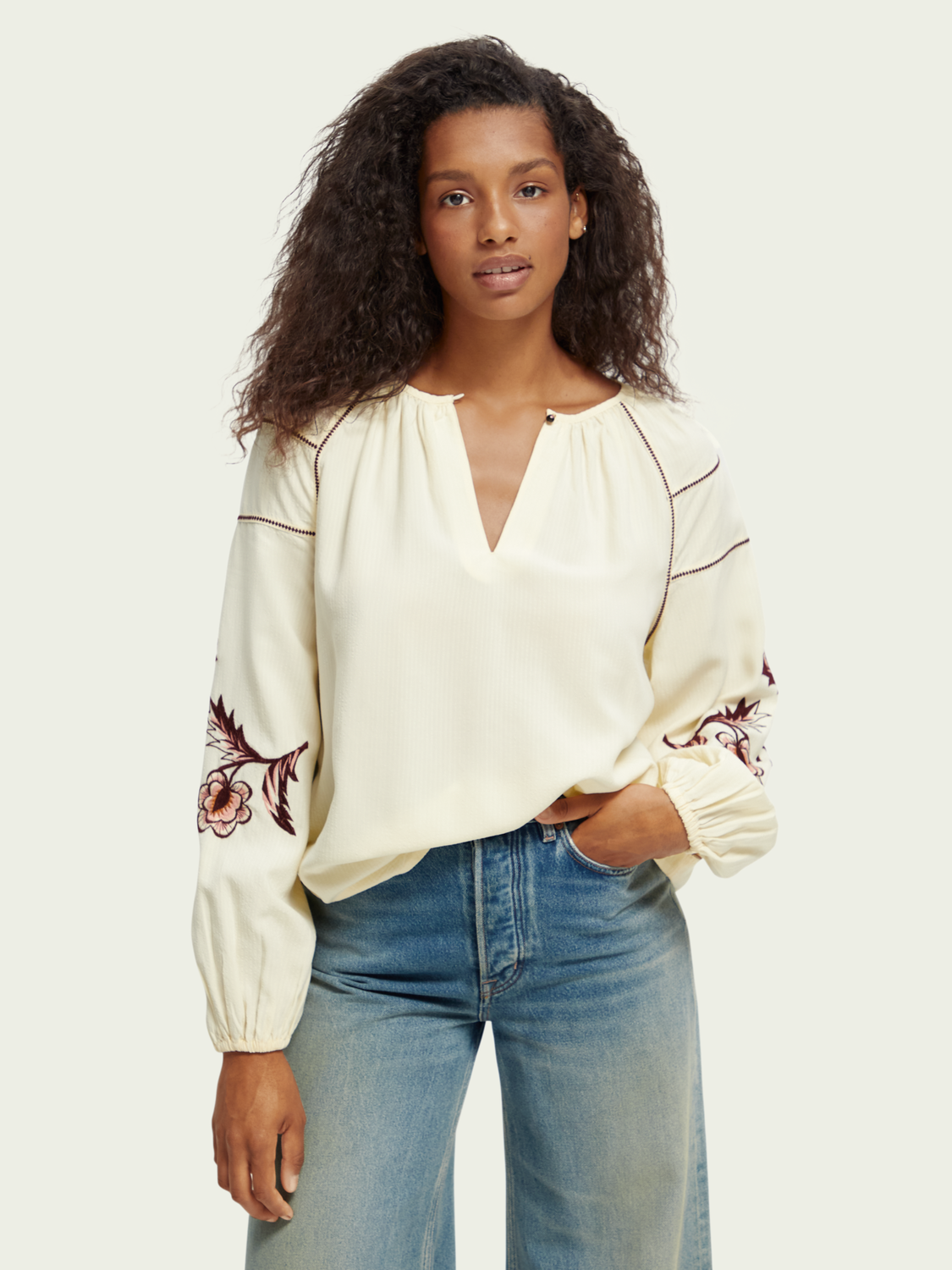 Embroidered Seersucker Shirt