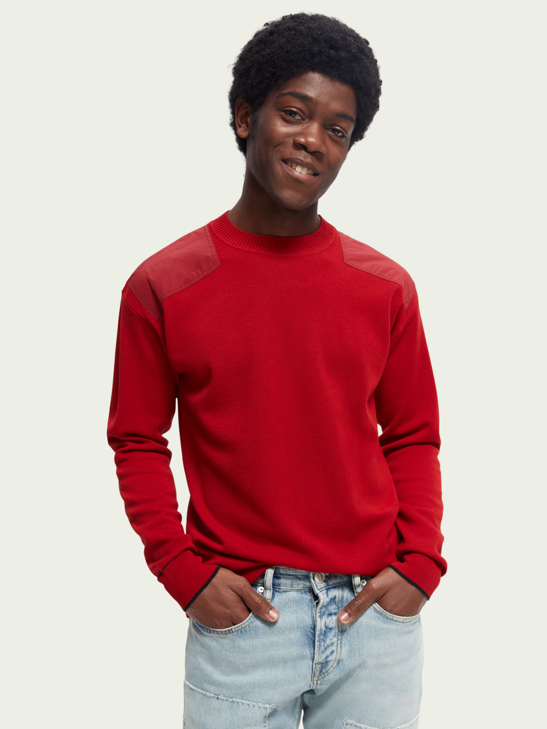 Wool-Blended Sweater With Shoulder Patches | Scotch And Soda Outlet