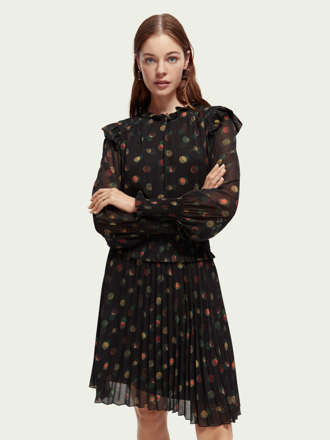 Printed Smocked Mini Dress | scotch & soda outlet