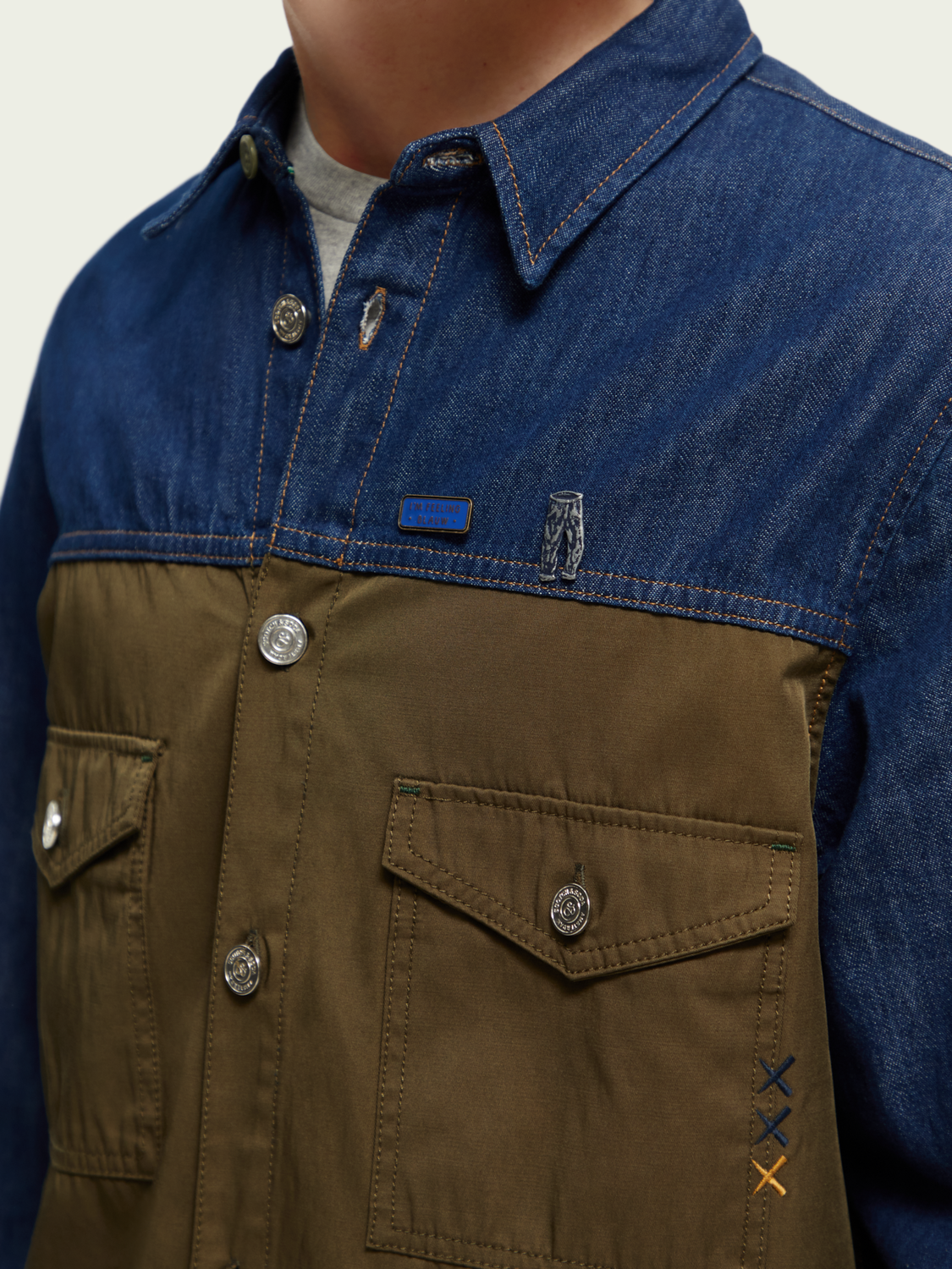 Denim Overshirt With Contrast Panelling | Scotch And Soda Outlet