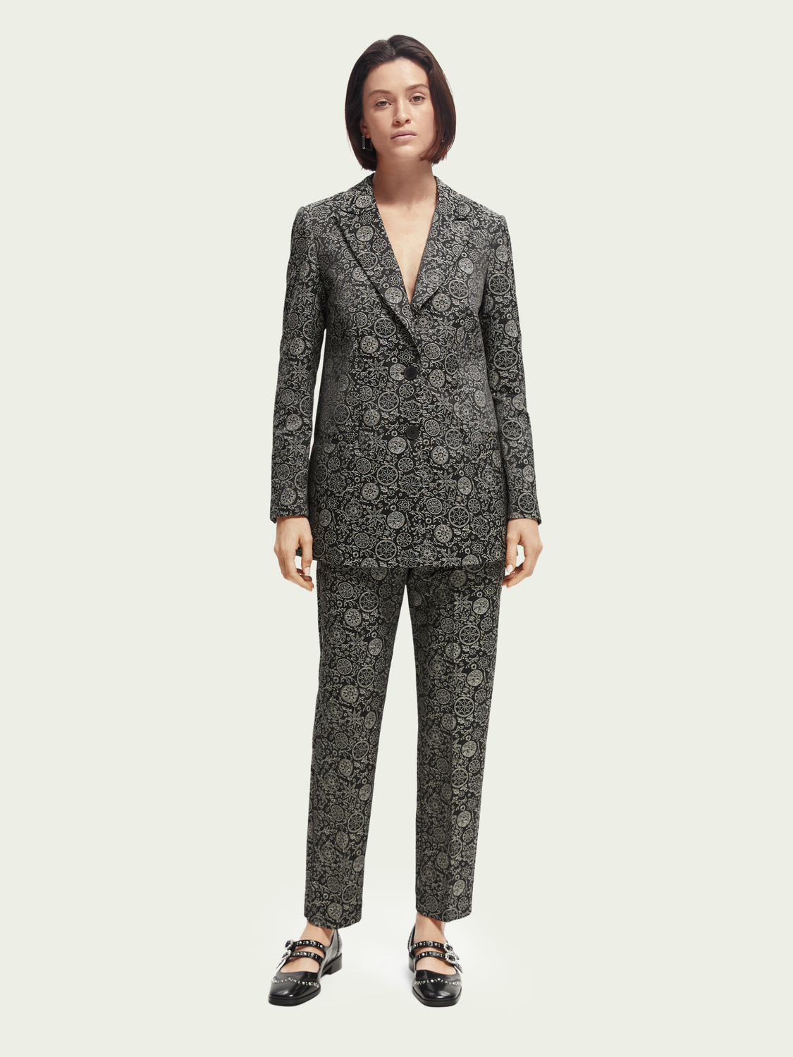 Mid-Rise Tapered Jacquard Trousers | scotch & soda outlet