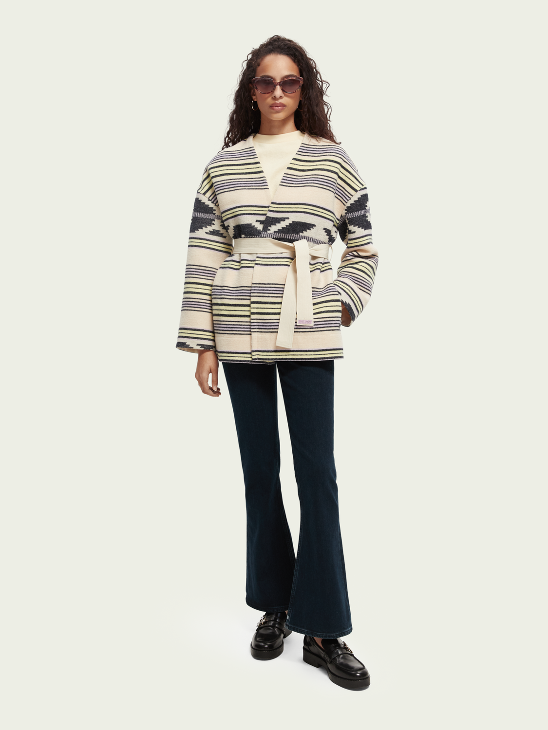 Ikat Jacquard Belted Coat | scotch & soda outlet