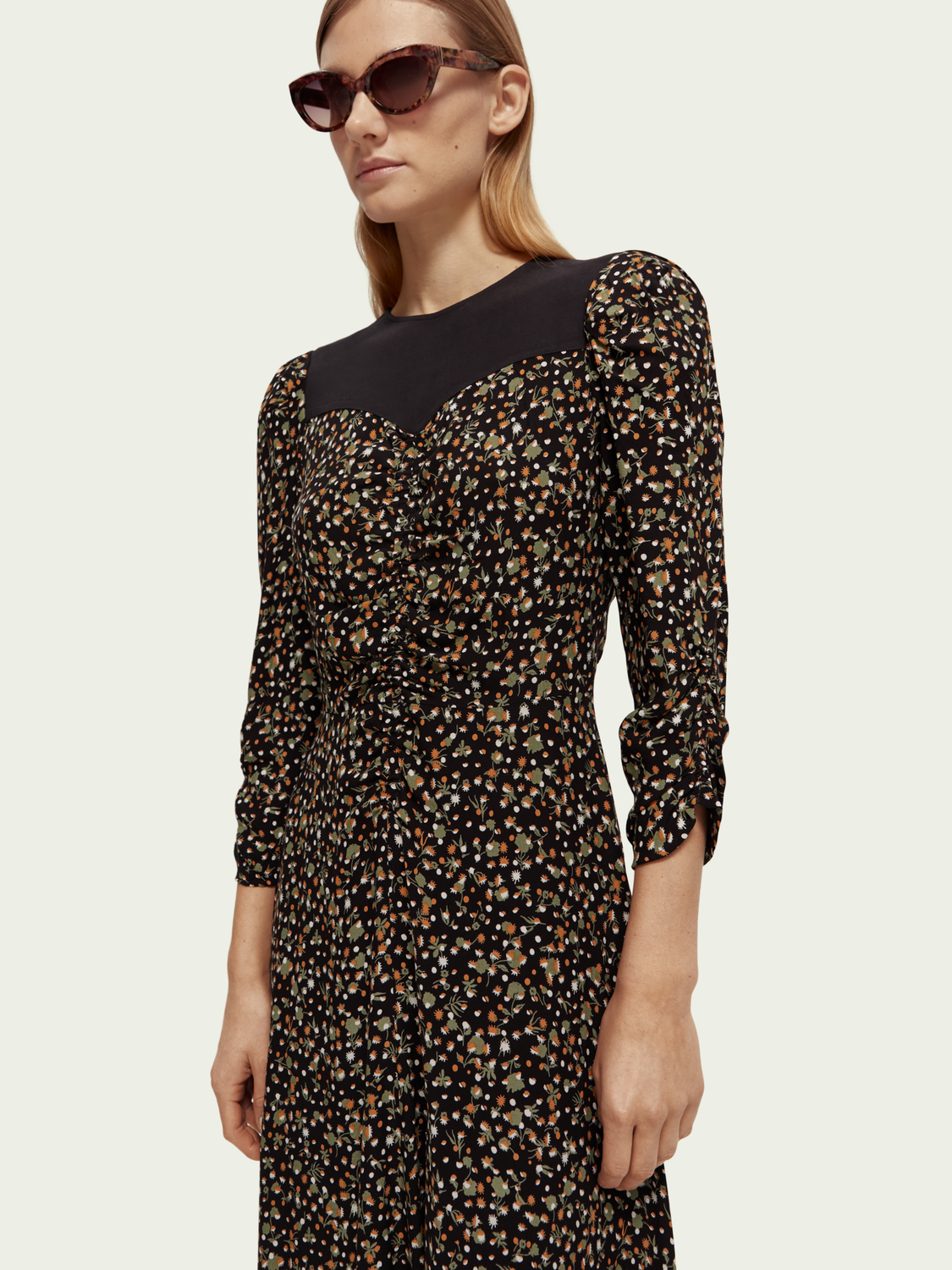 Dress With Gathers And Hi Low Hem | scotch & soda outlet