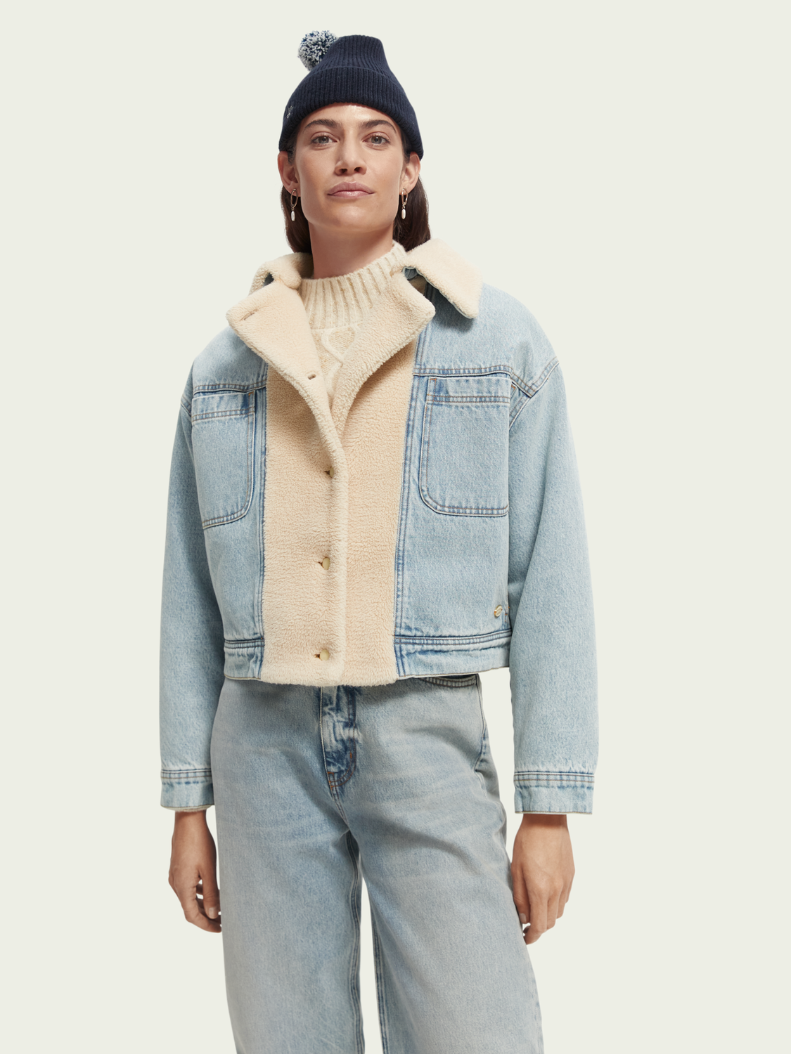 Teddy-Lined Denim Trucker Jacket | scotch & soda outlet