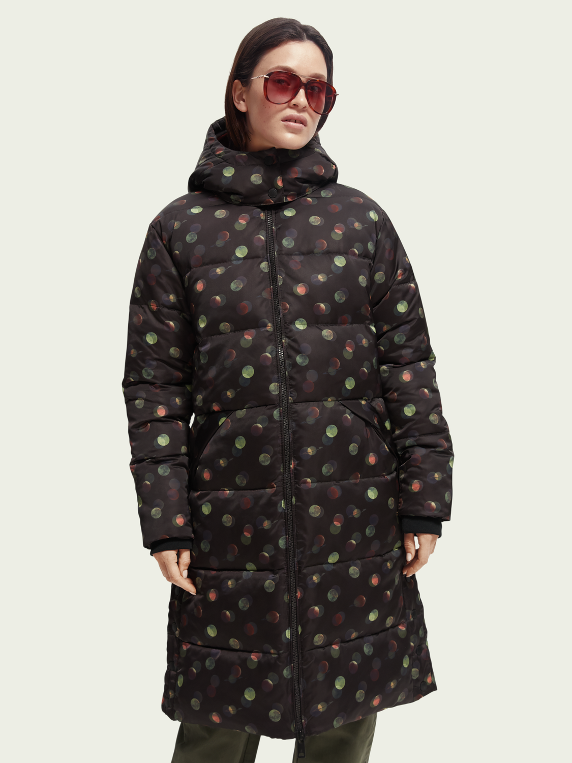 Printed Water-Repellent Long Puffer Jacket | scotch & soda outlet