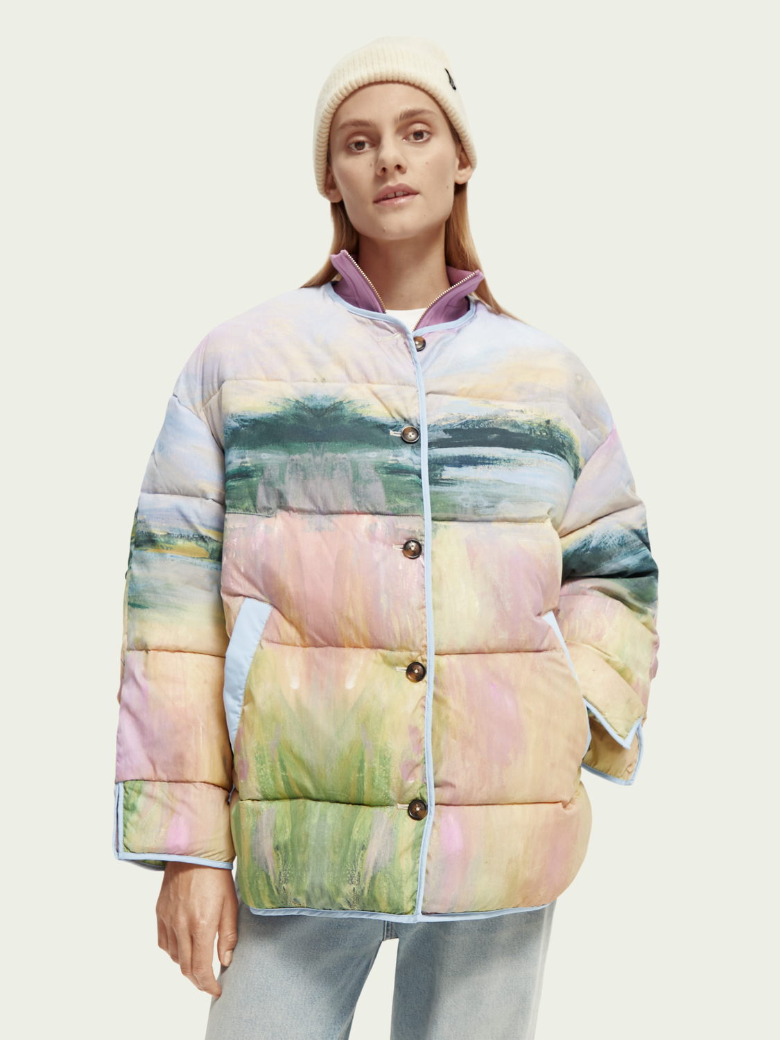 Oversized Water-Repellent Watercolour Puffer Jacket | scotch & soda outlet