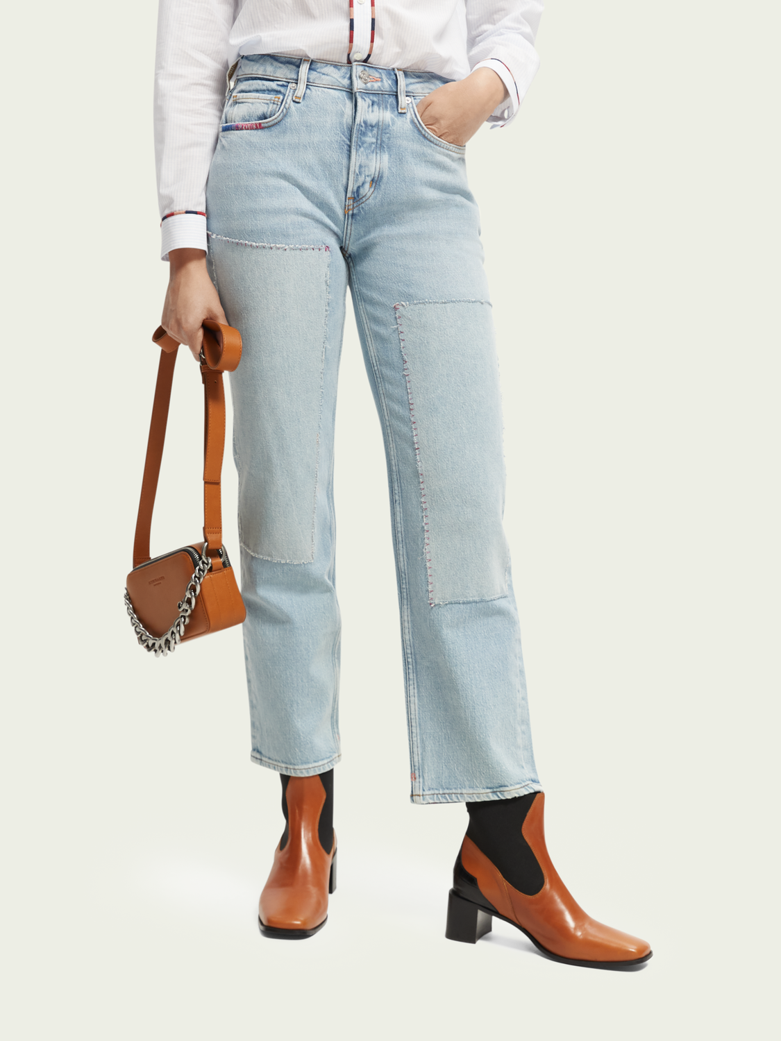 The Sky Patched Straight Leg Jeans | scotch & soda outlet