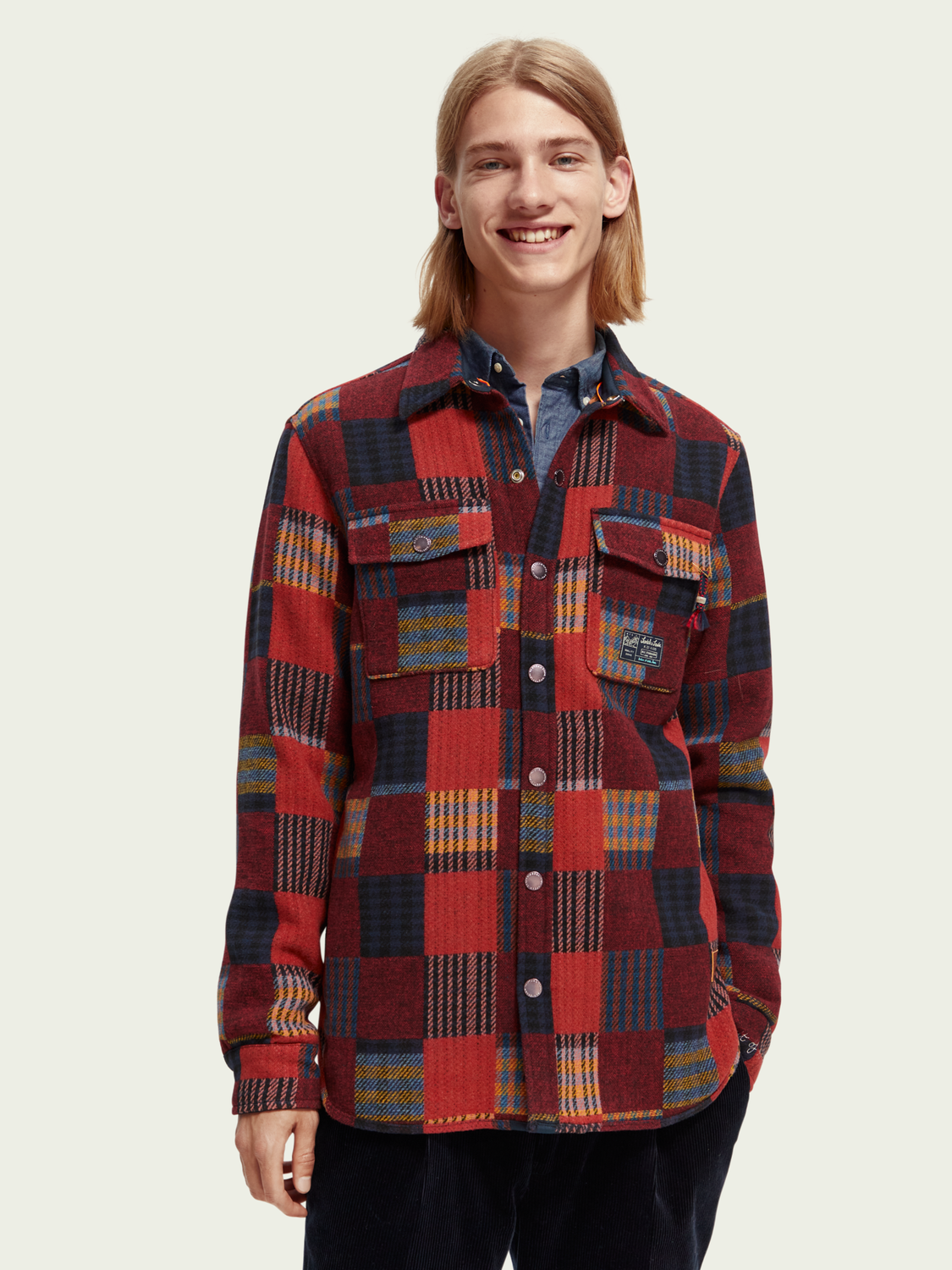 Patched Check Jacquard Overshirt | Scotch And Soda Outlet