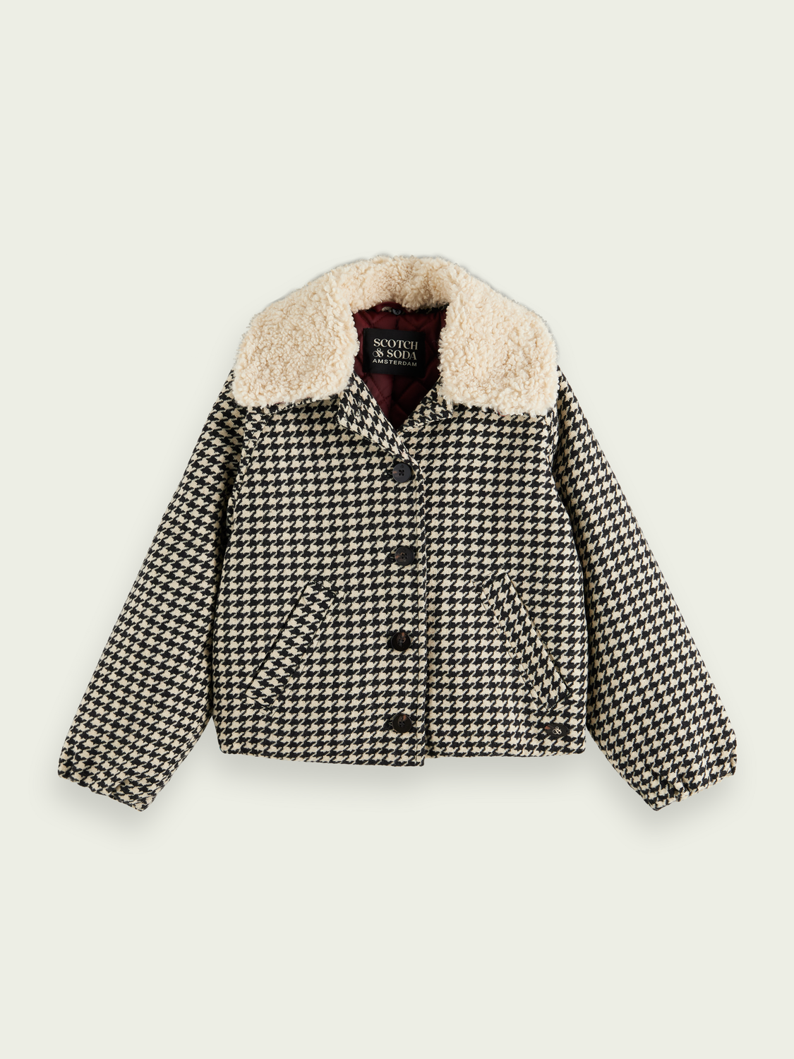 Yarn-Dyed Houndstooth Wool-Blended Jacket