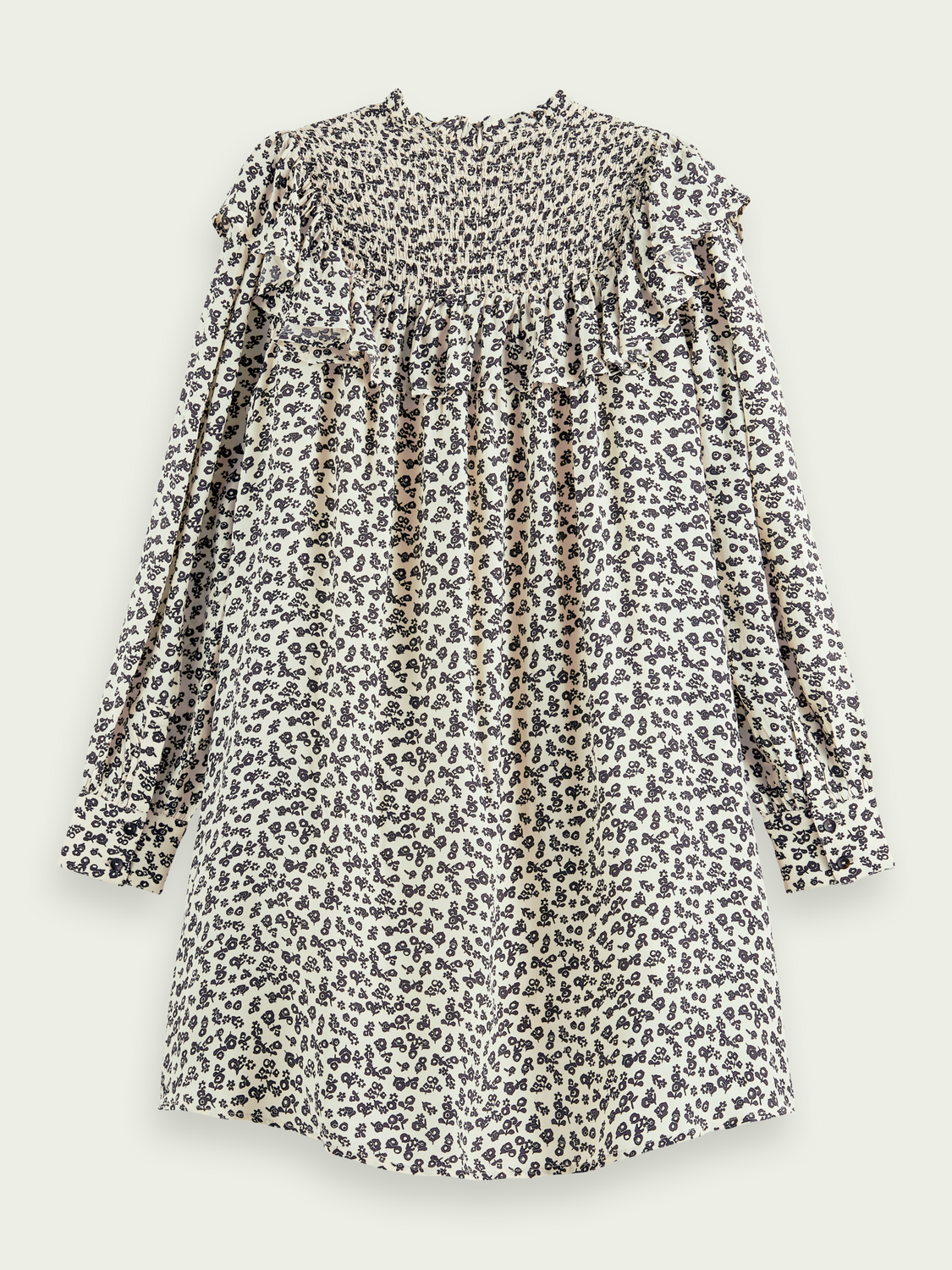Frilled Long Sleeved Dress With Smocked Collar | scotch & soda outlet