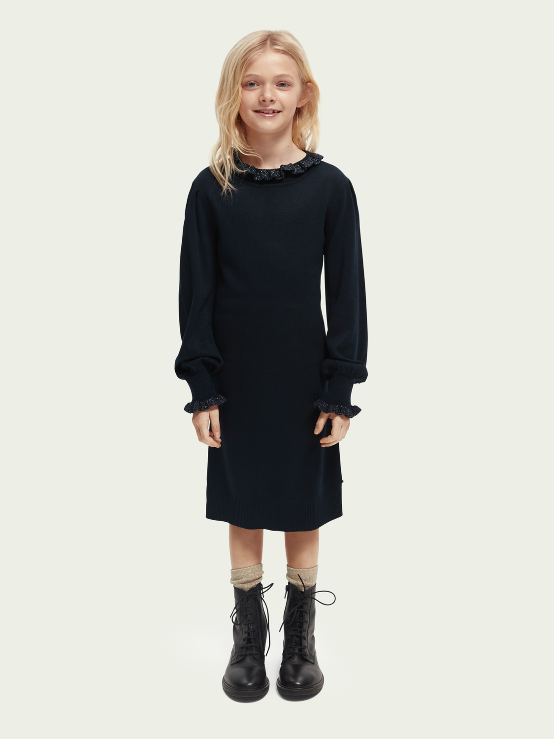 Scotch Soda Outlet | Fitted Knit Midi-Length Long-Sleeve Dress