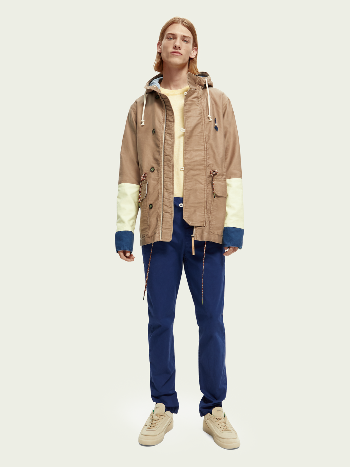 Colour-Block Organic Cotton Parka | Scotch And Soda Outlet