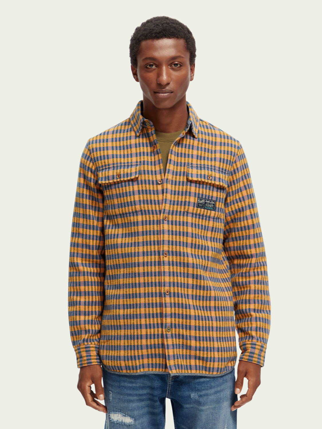 Regular Fit Checked Flannel Shirt | Scotch And Soda Outlet