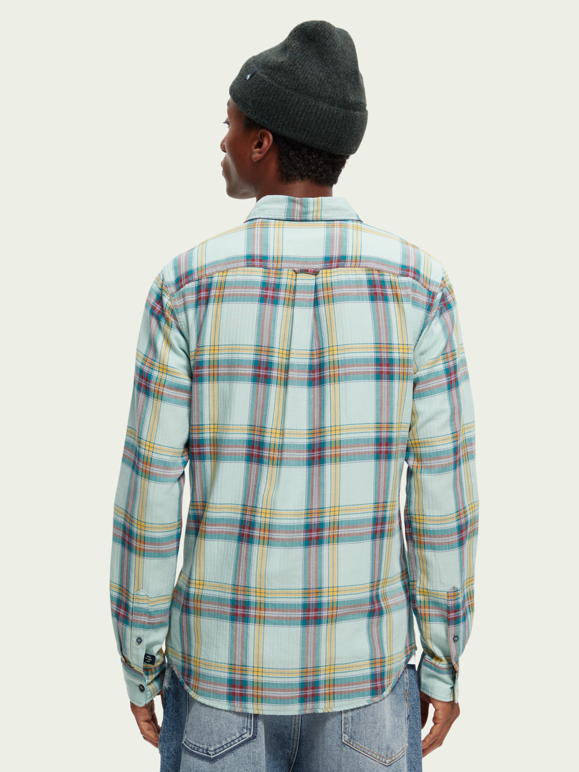 Slim Fit Lightweight Checked Herringbone Shirt | Scotch And Soda Outlet