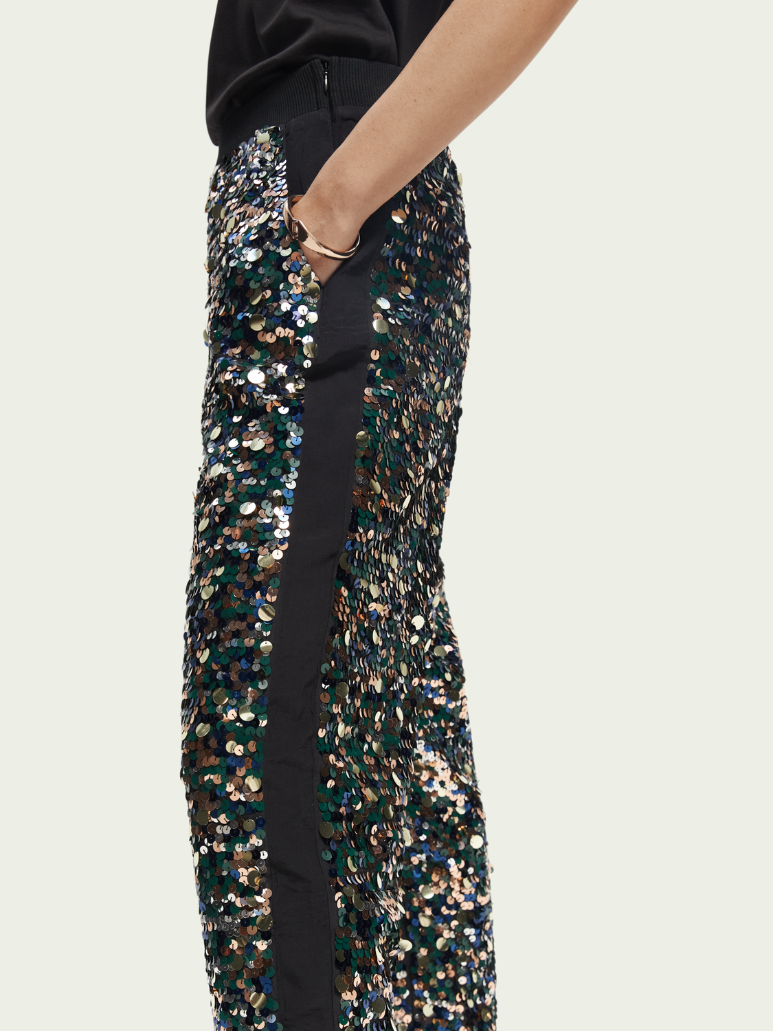 High-Rise Sequin Pants | scotch & soda outlet