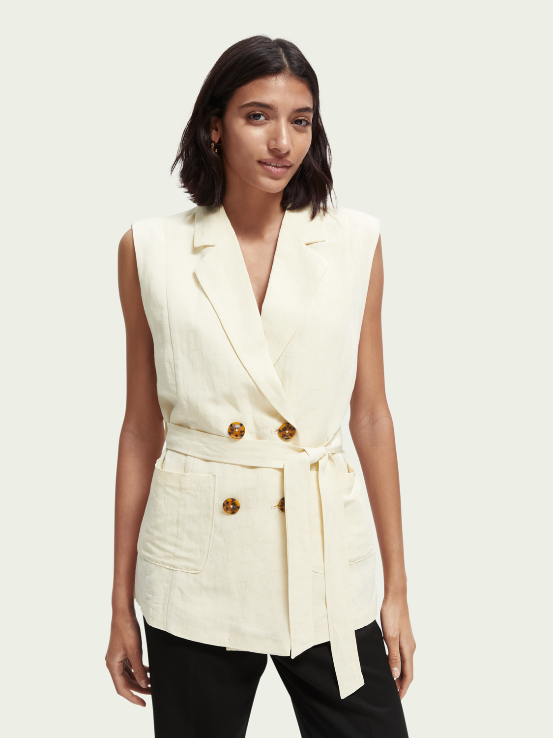 Belted Double-Breasted Gilet | scotch & soda outlet