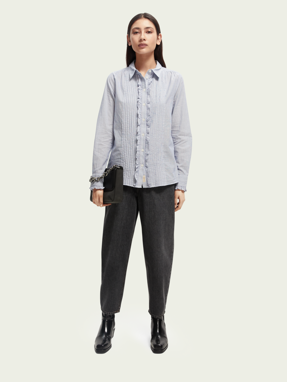 Lightweight Organic Cotton Ruffled Shirt | scotch & soda outlet