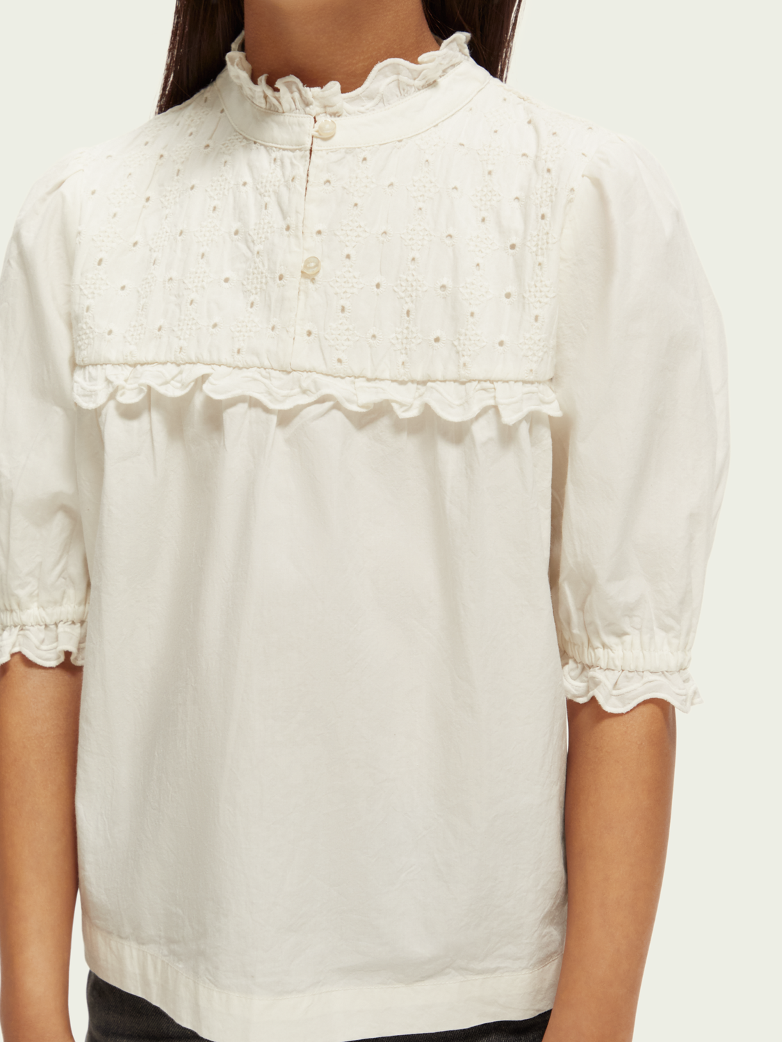 Short-Sleeved Broderie Anglaise Top
