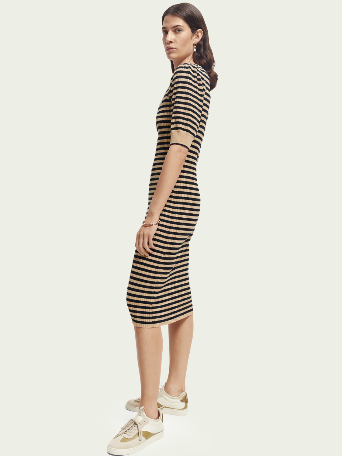 Short-Sleeved Rib Knit Dress | scotch & soda outlet