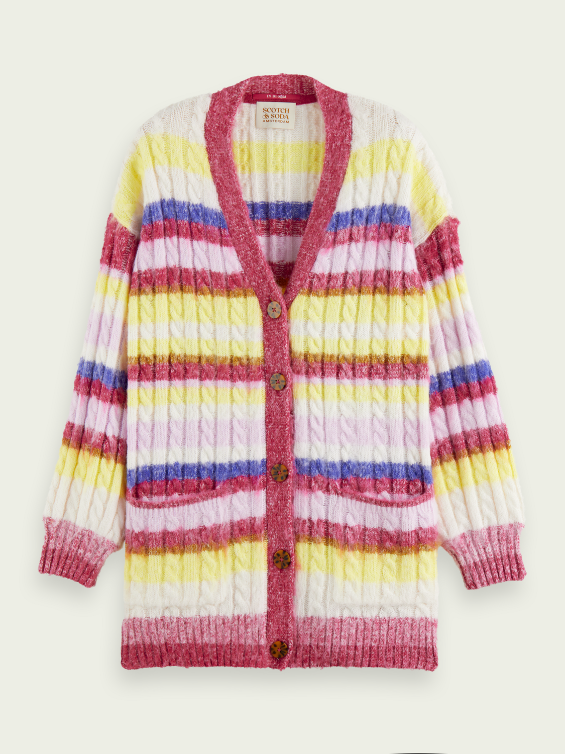 Brushed Mid-Length Striped Cardigan | scotch & soda outlet