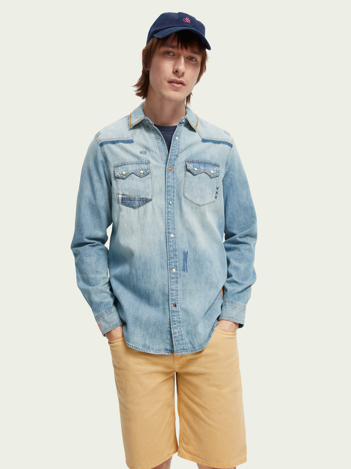 Ikat Detailed Western Denim Shirt | Scotch And Soda Outlet