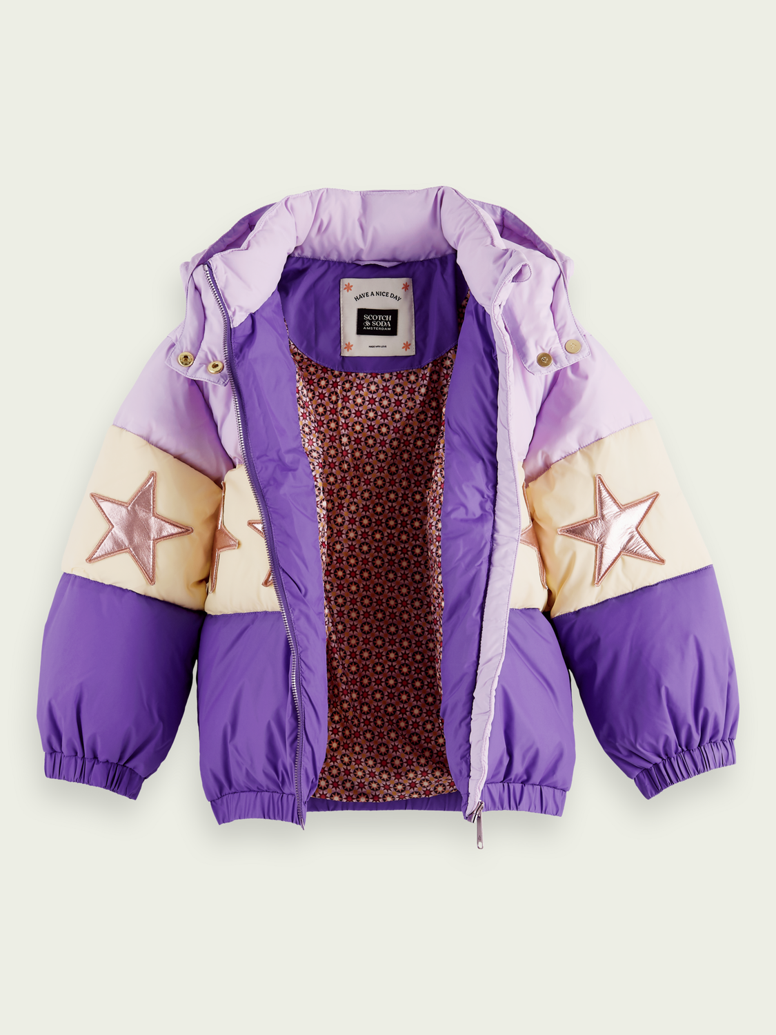Colour-Blocked Star Puffer Jacket