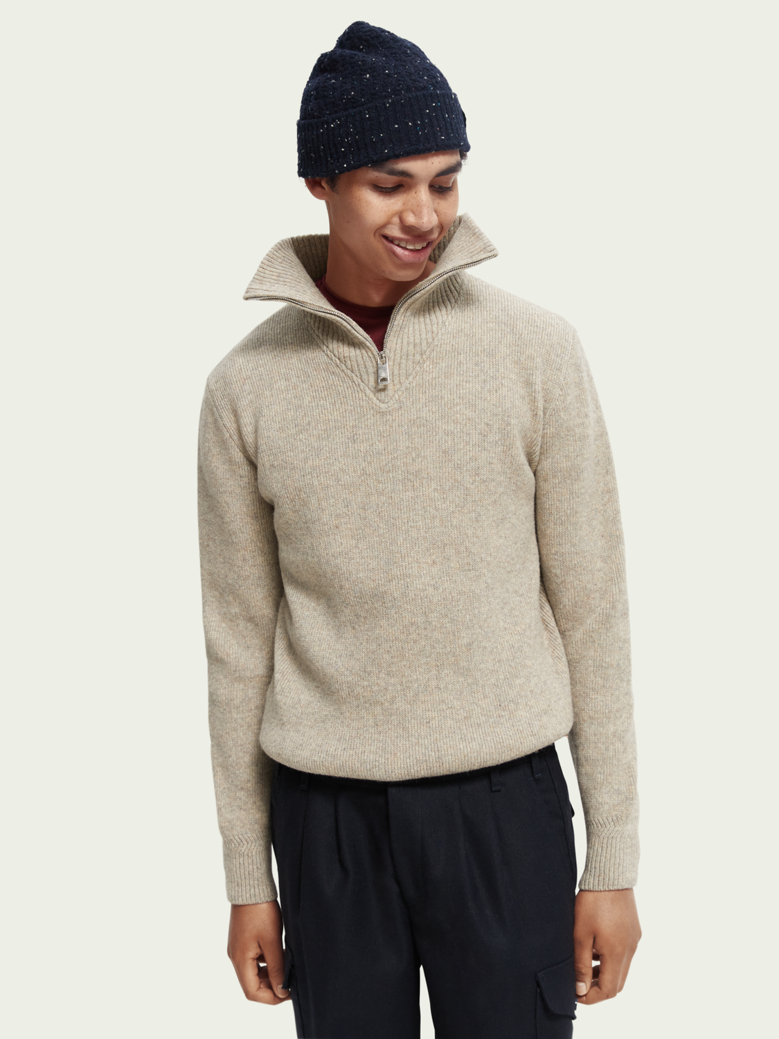 Wool-Blended Half-Zip Sweater | Scotch And Soda Outlet