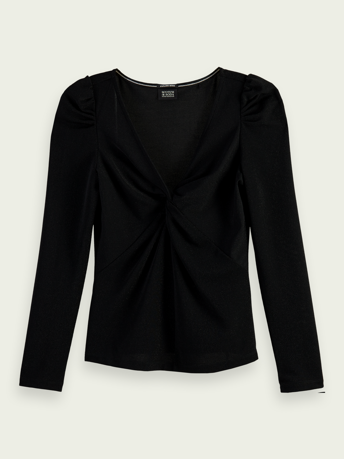 Twisted Long-Sleeved V-Neck Top | scotch & soda outlet