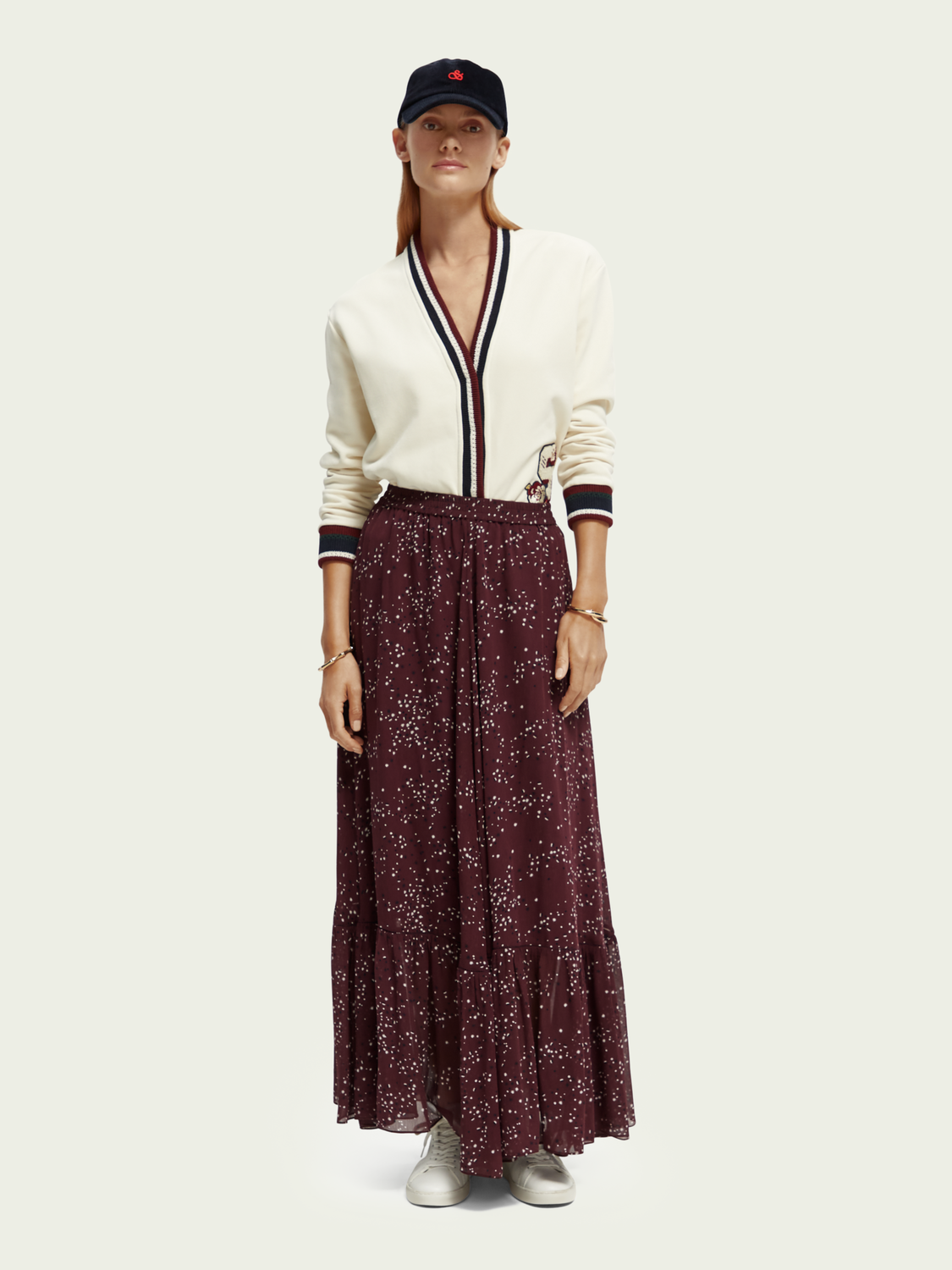 Tiered Printed Chiffon Maxi Skirt | scotch & soda outlet