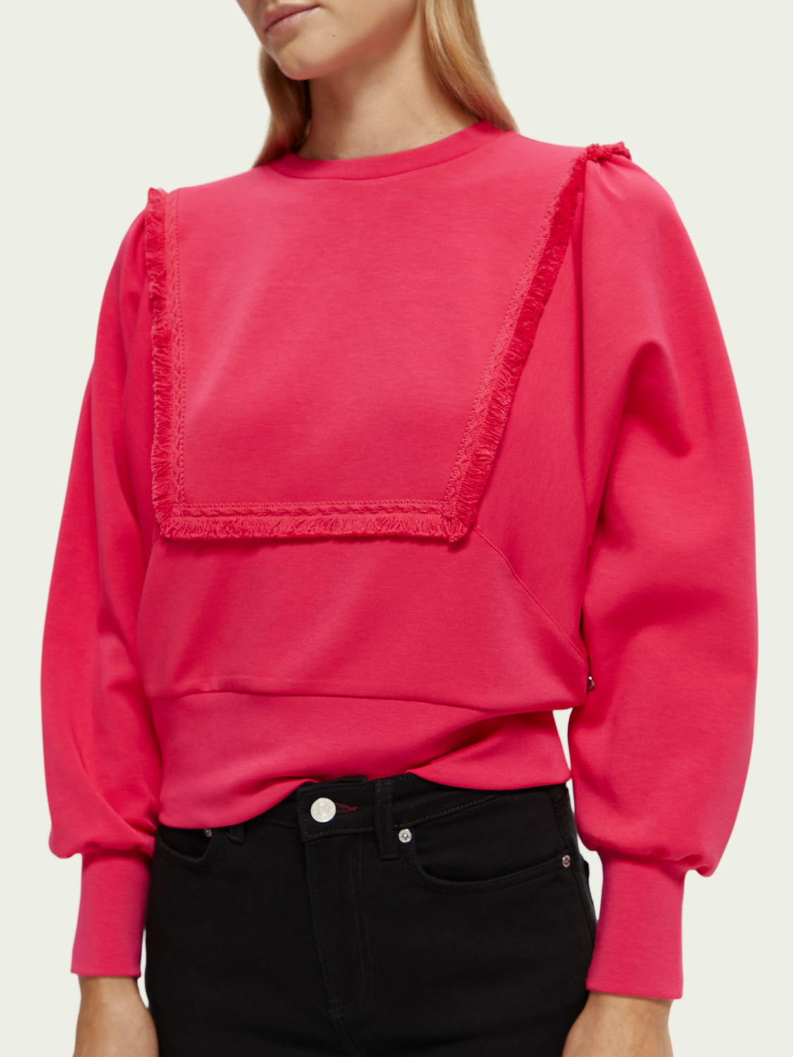 Fringed Oversized Raglan Sweatshirt | scotch & soda outlet