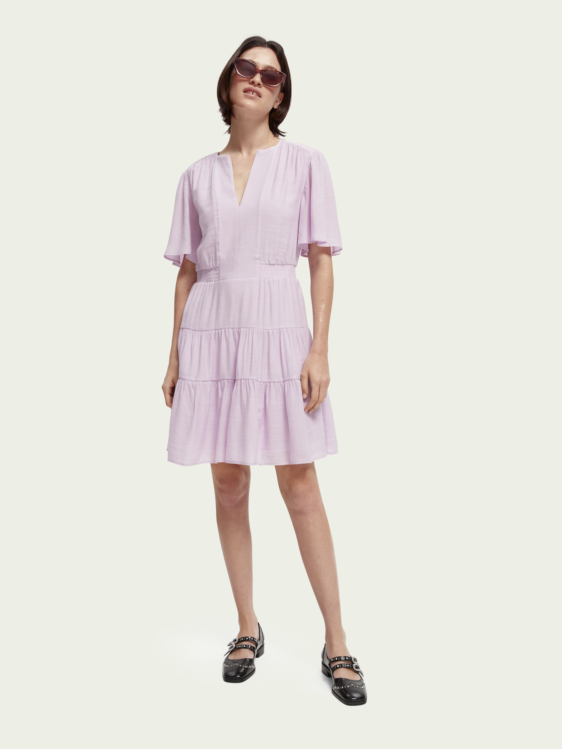 Panelled Gathering Midi-Dress | scotch & soda outlet