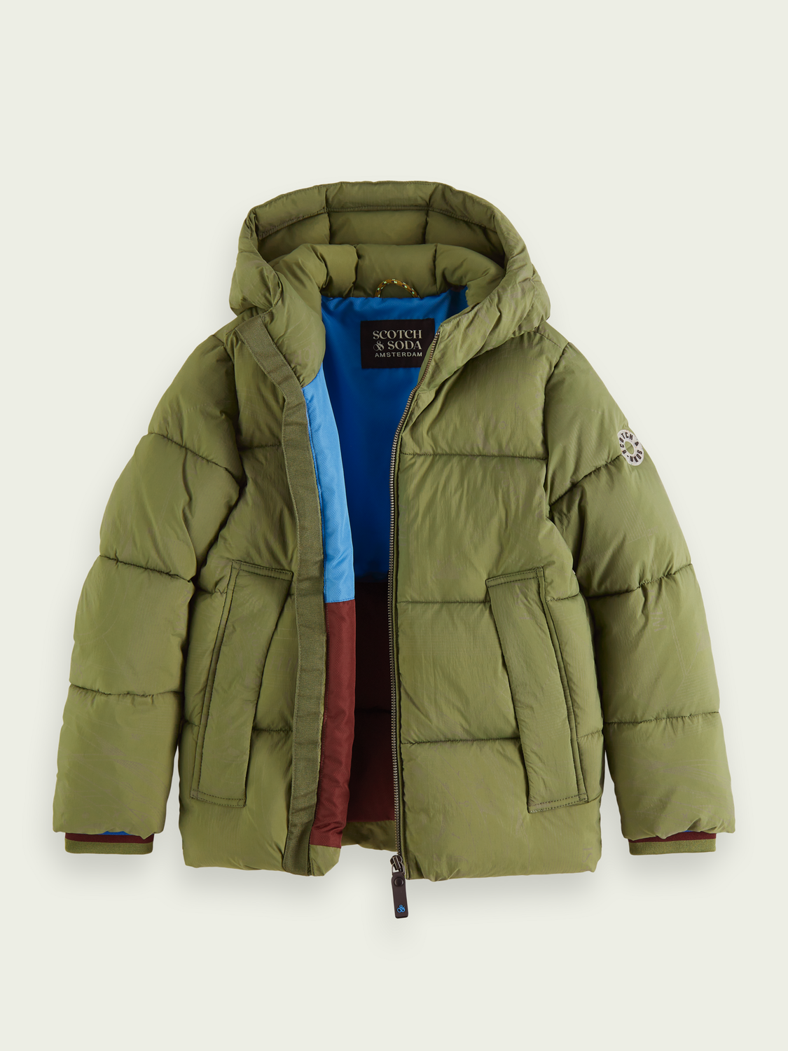 Padded Jacket With Reflective Print