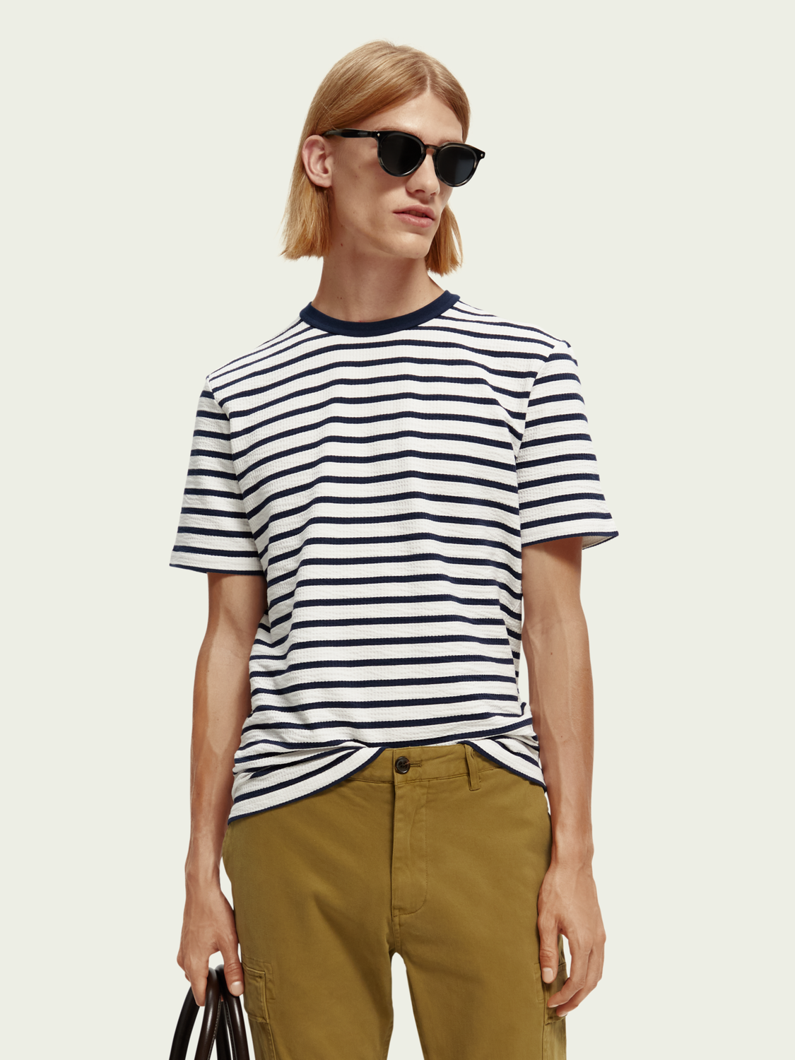 Waffle Jersey Breton T-Shirt | Scotch And Soda Outlet