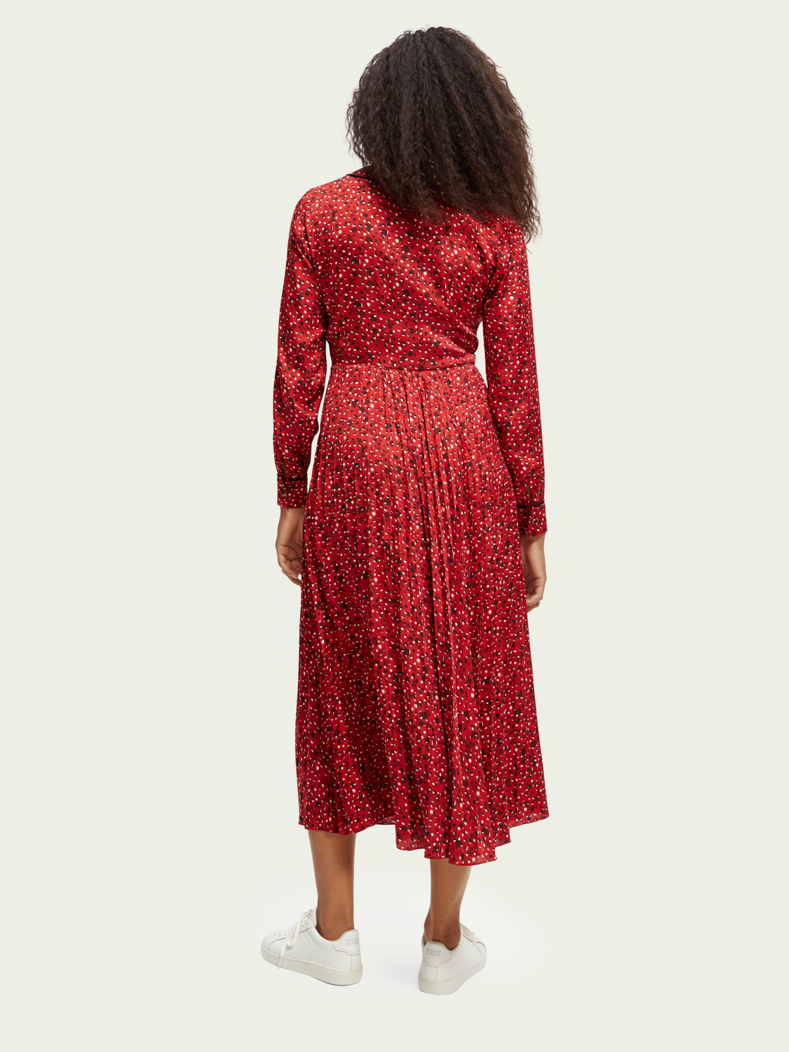 Long-Sleeved Pleated Midi Dress | scotch & soda outlet