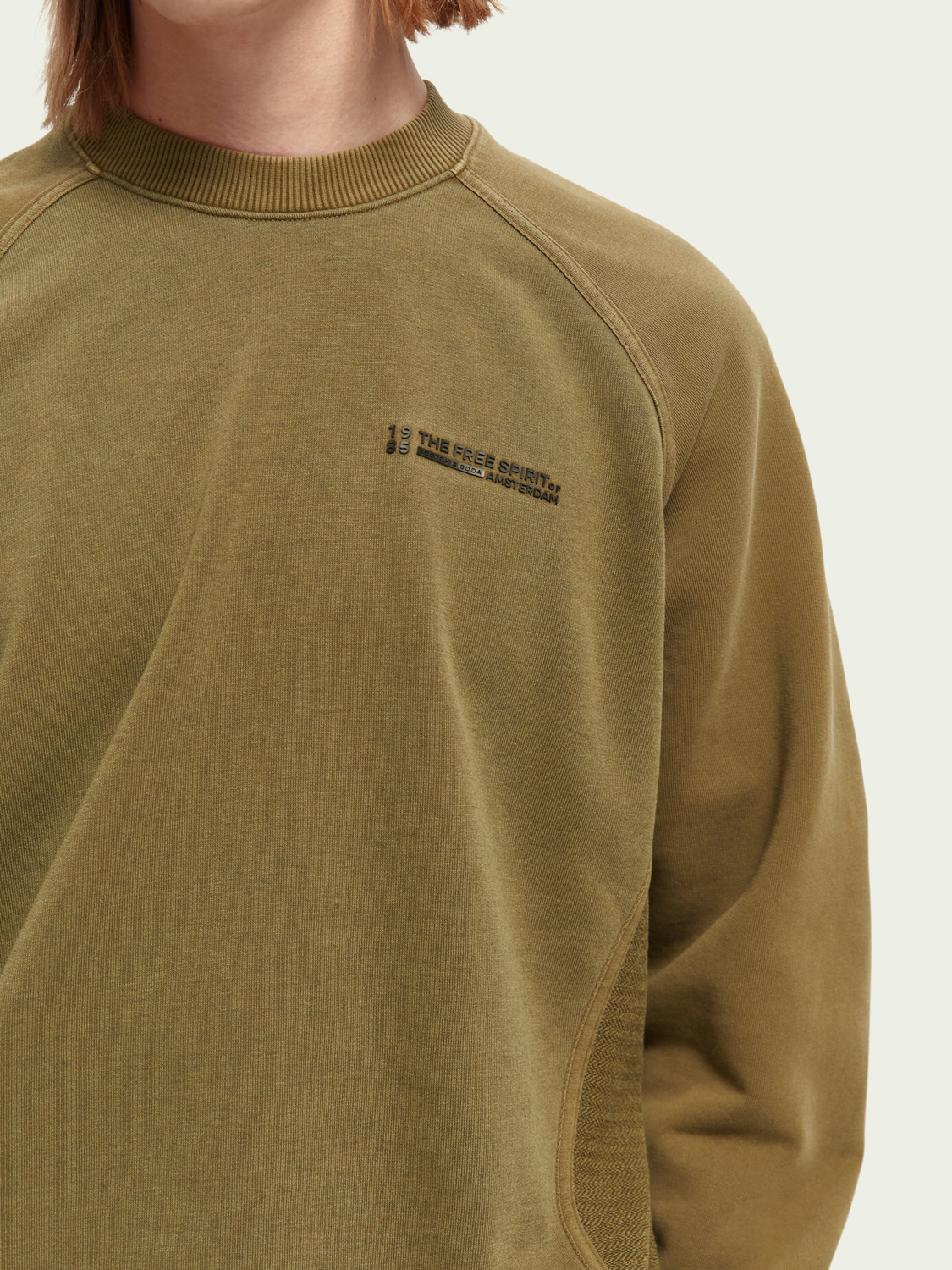 Panelled Organic Cotton Crewneck Sweatshirt | Scotch And Soda Outlet