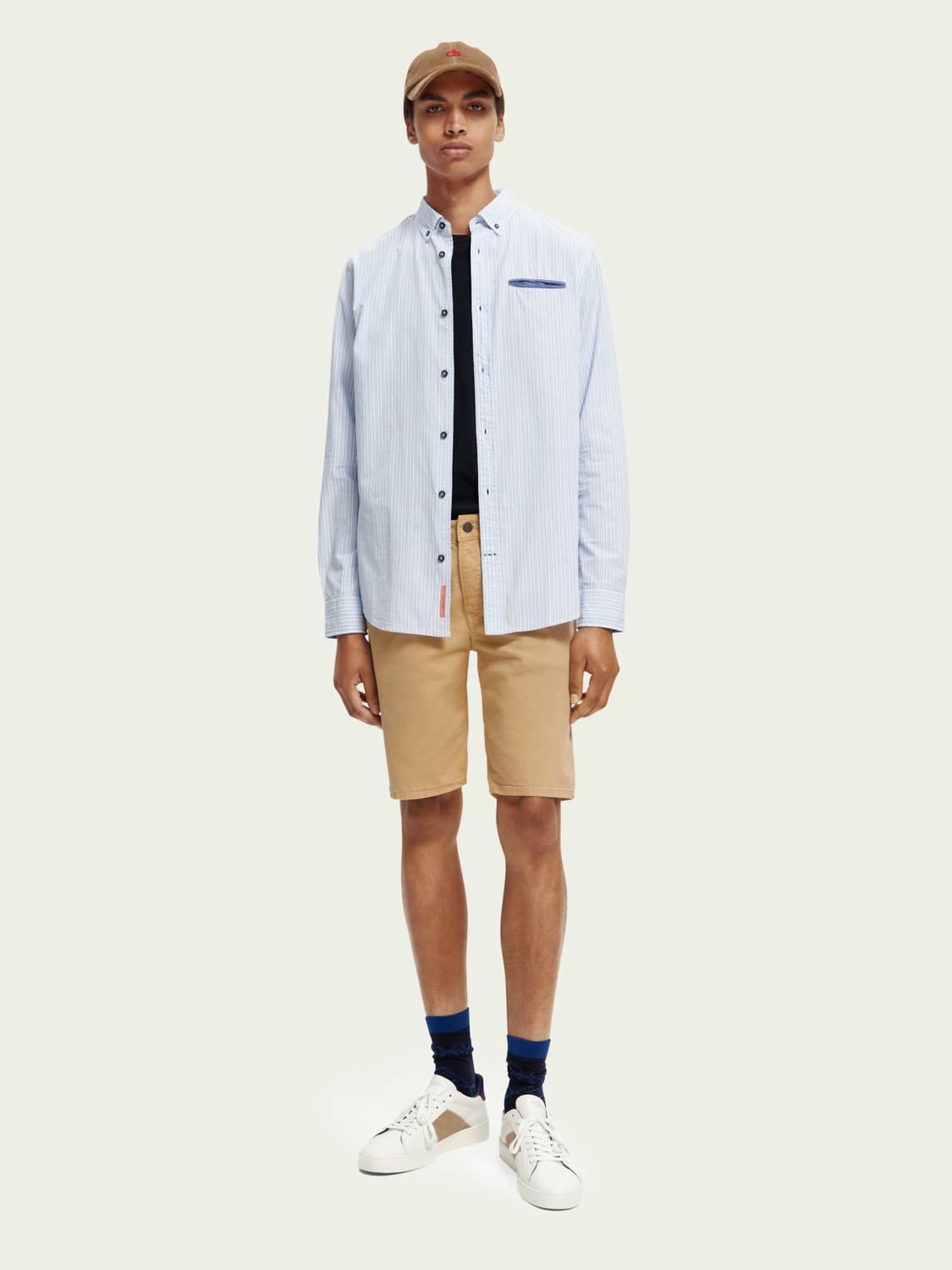 Regular Fit Pocketed Striped Shirt With Sleeve Adjustment | Scotch And Soda Outlet