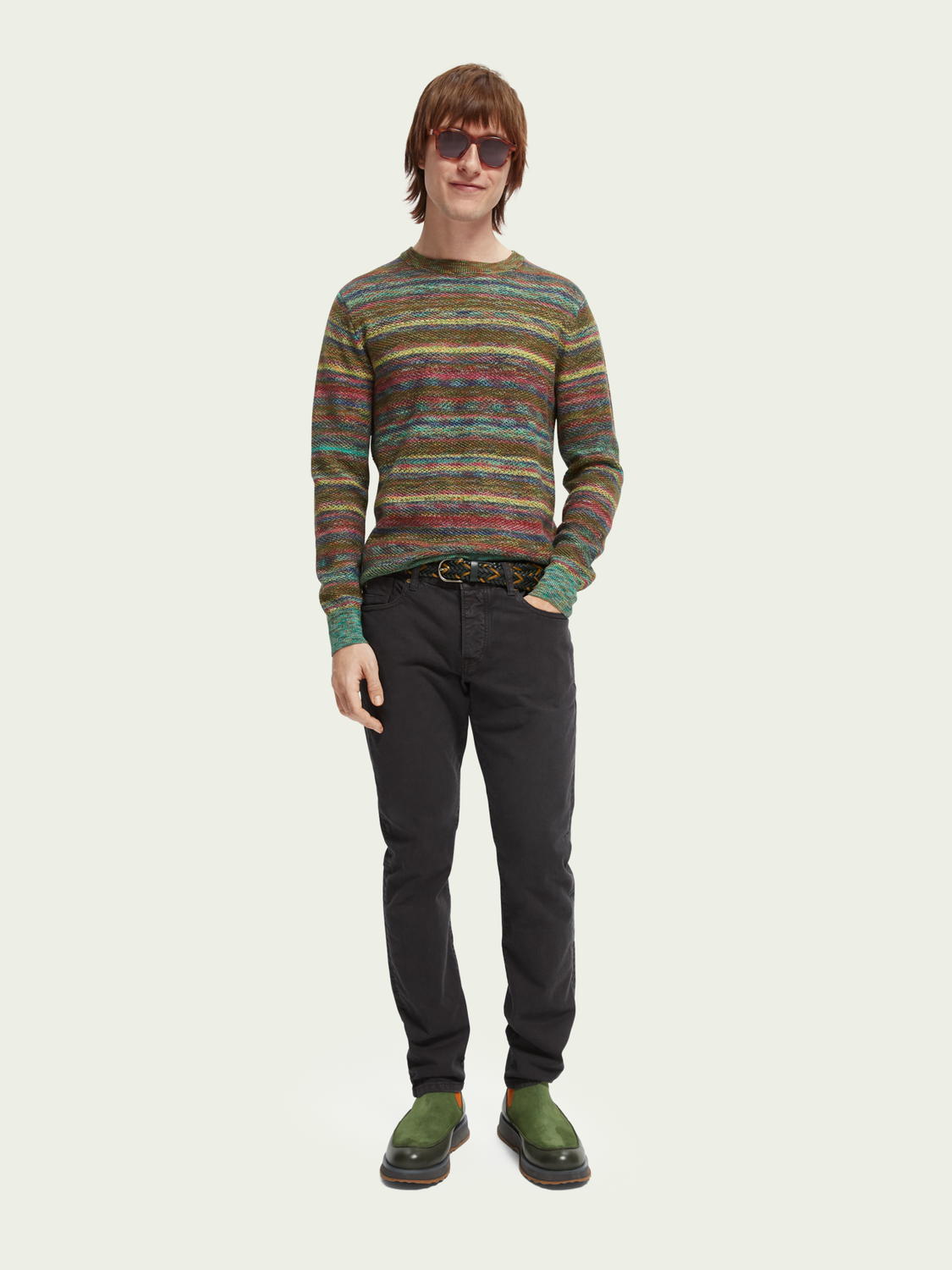 Structured Space-Dye Crewneck Sweater | Scotch And Soda Outlet