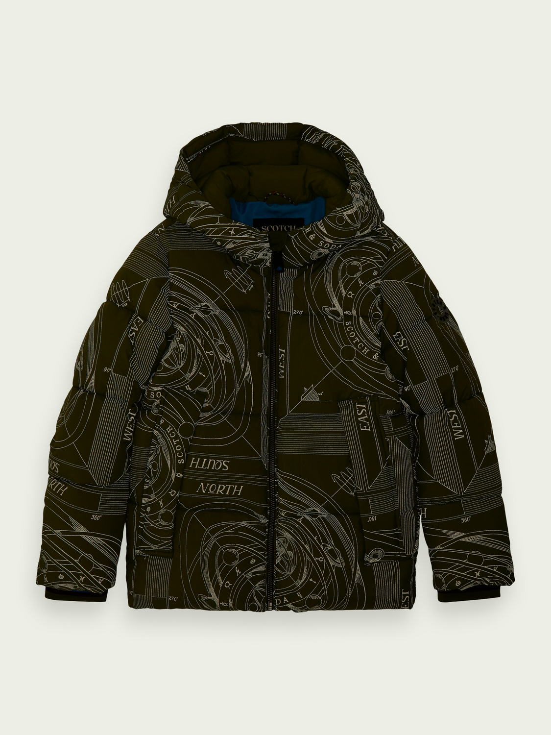 Padded Jacket With Reflective Print