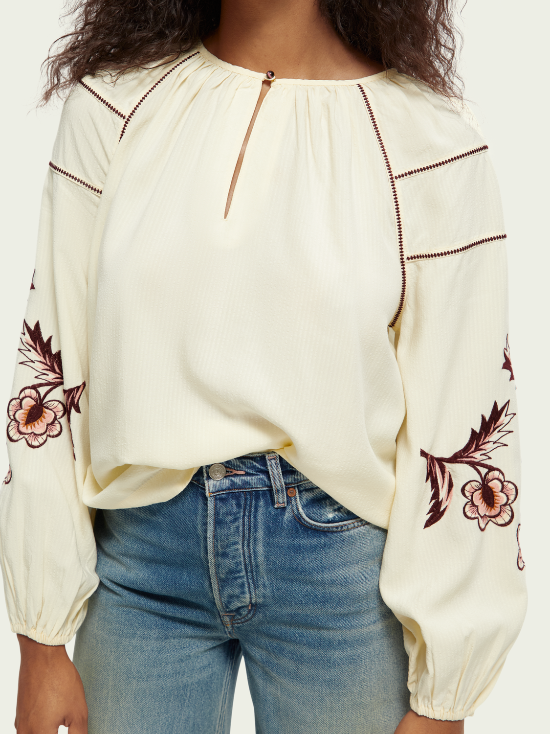 Embroidered Seersucker Shirt