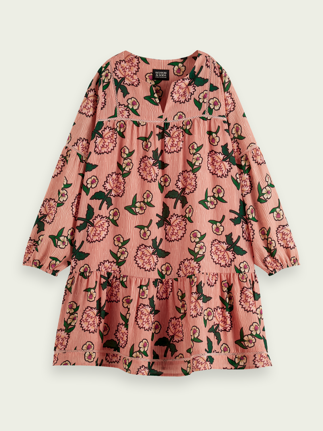 Scotch Soda Outlet | Long-Sleeved Printed Wide Fit Midi Dress