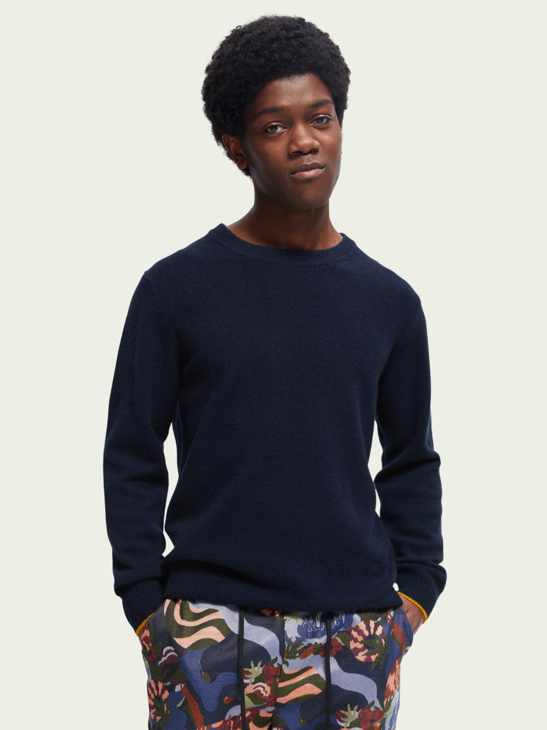 Contrast Trimmed Cashmere Crewneck Sweater | Scotch And Soda Outlet
