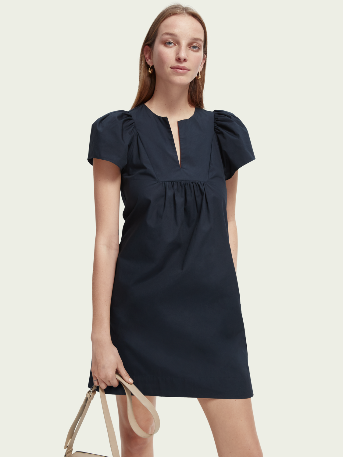 Organic Short Sleeved V-Neck Shift Dress | scotch & soda outlet