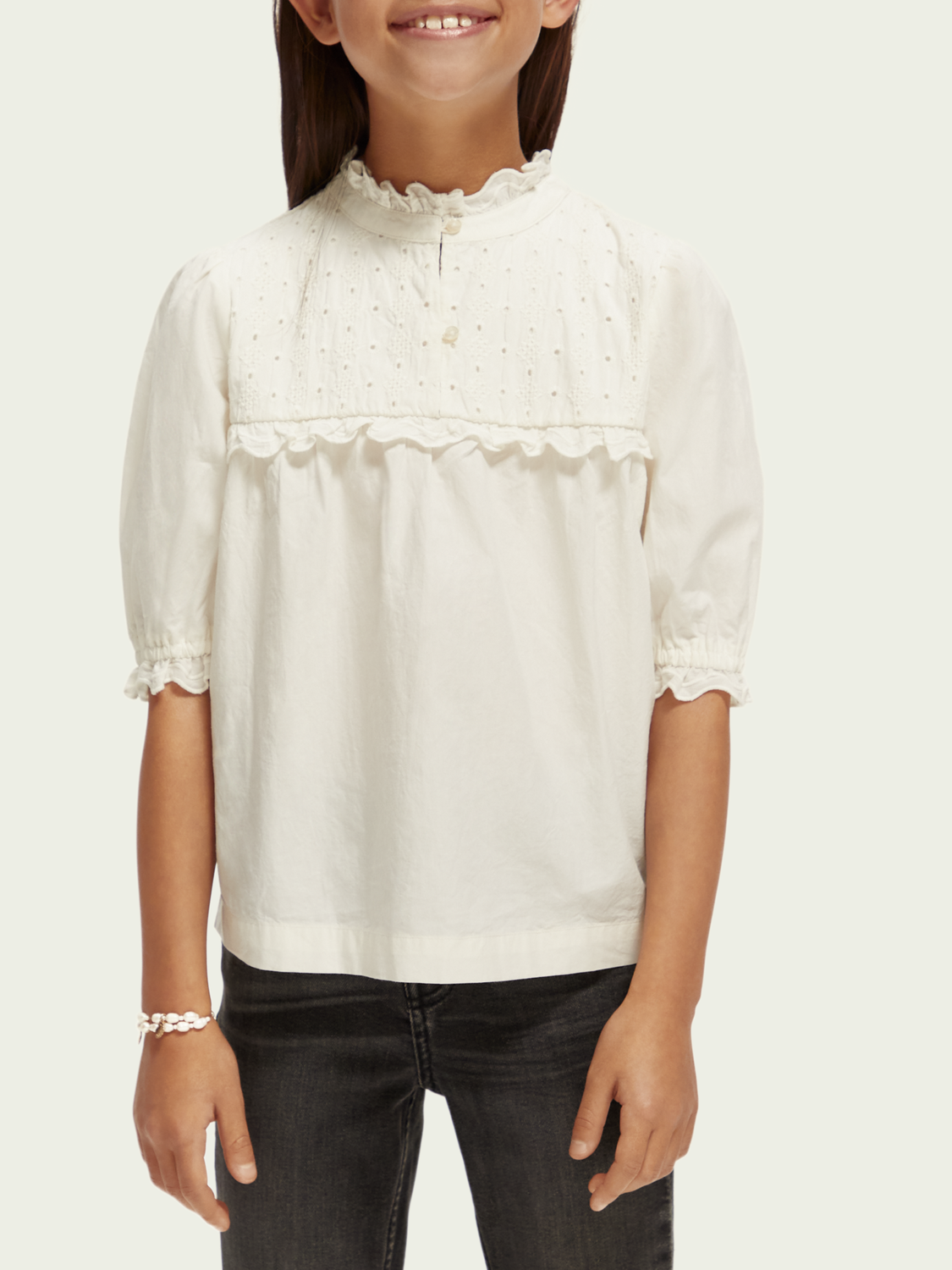 Short-Sleeved Broderie Anglaise Top