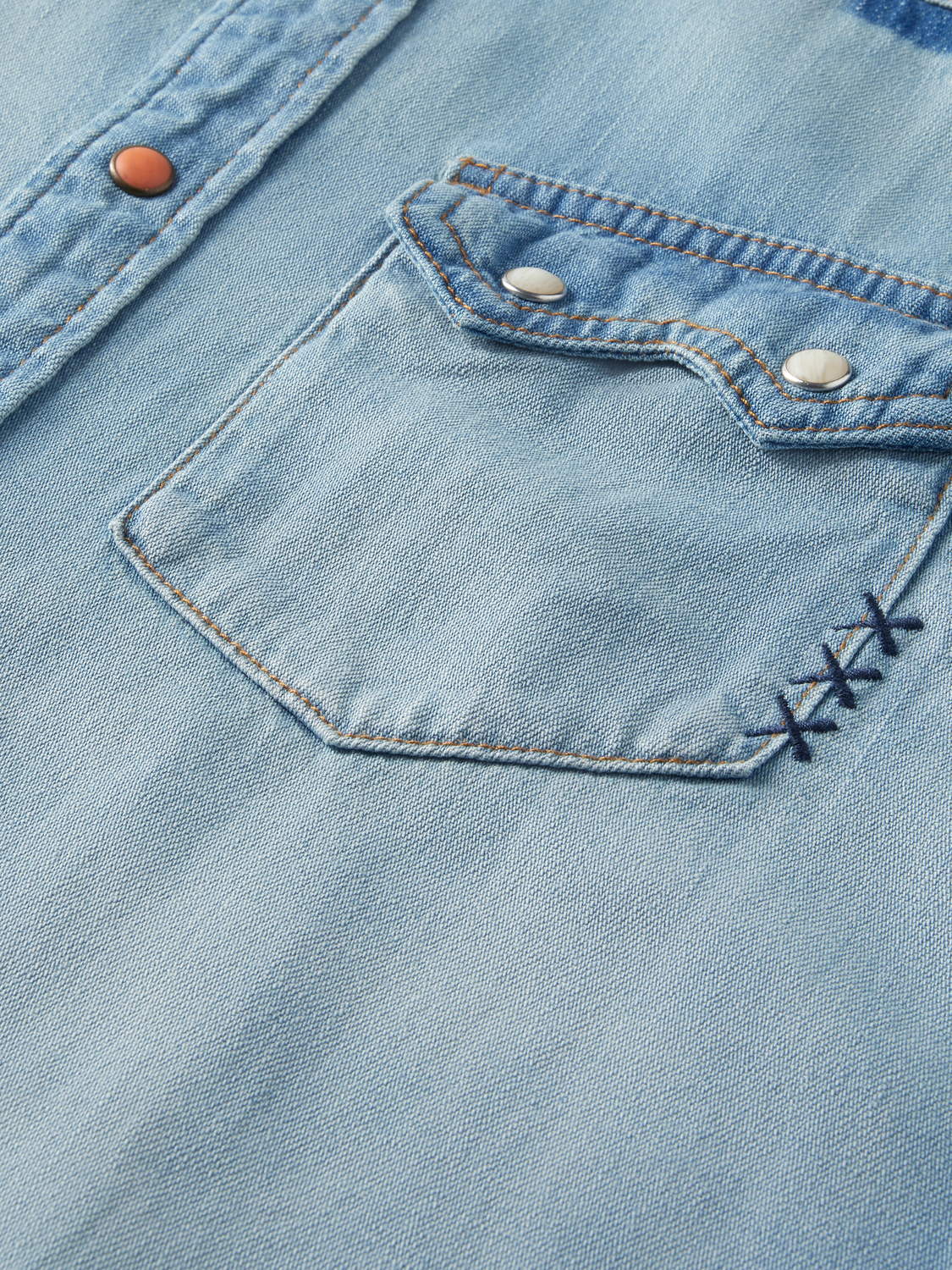 Ikat Detailed Western Denim Shirt | Scotch And Soda Outlet