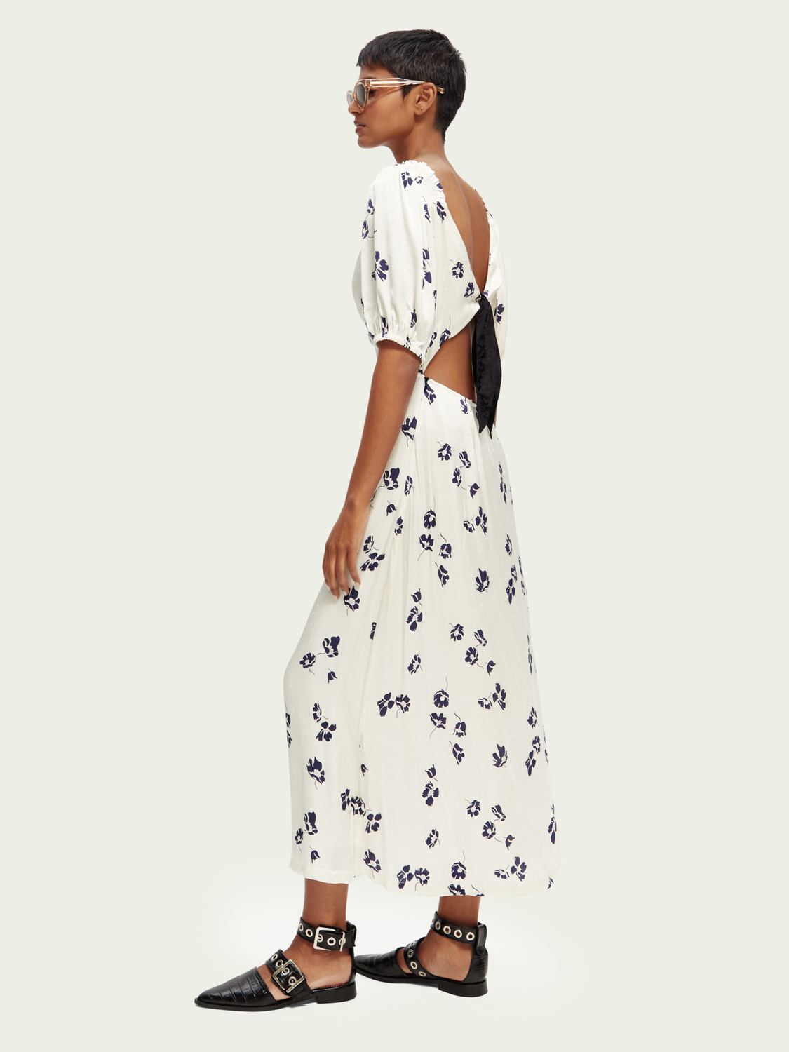 V-Neck Open Back Maxi Dress | scotch & soda outlet