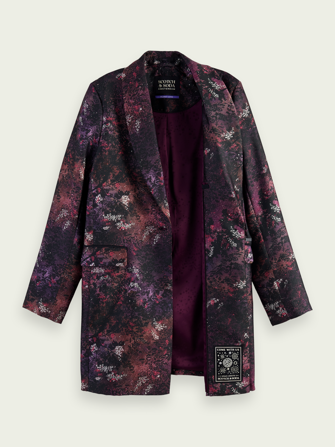 Printed Single-Breasted Longer-Length Blazer | scotch & soda outlet