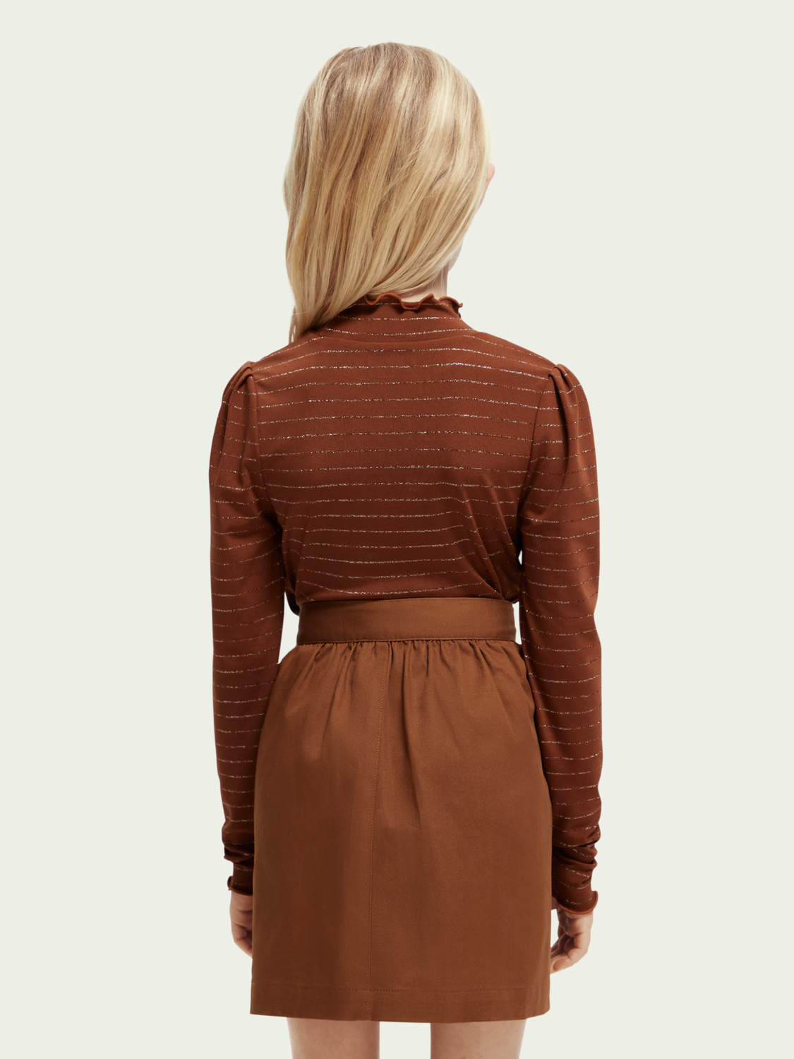 Yarn-Dyed Long-Sleeved Fitted Turtleneck T-Shirt