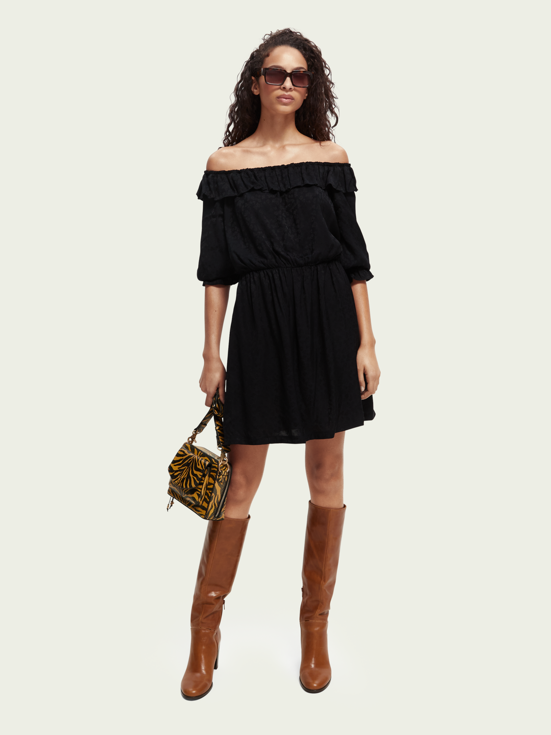Off-Shoulder Frilled Smock Dress | scotch & soda outlet