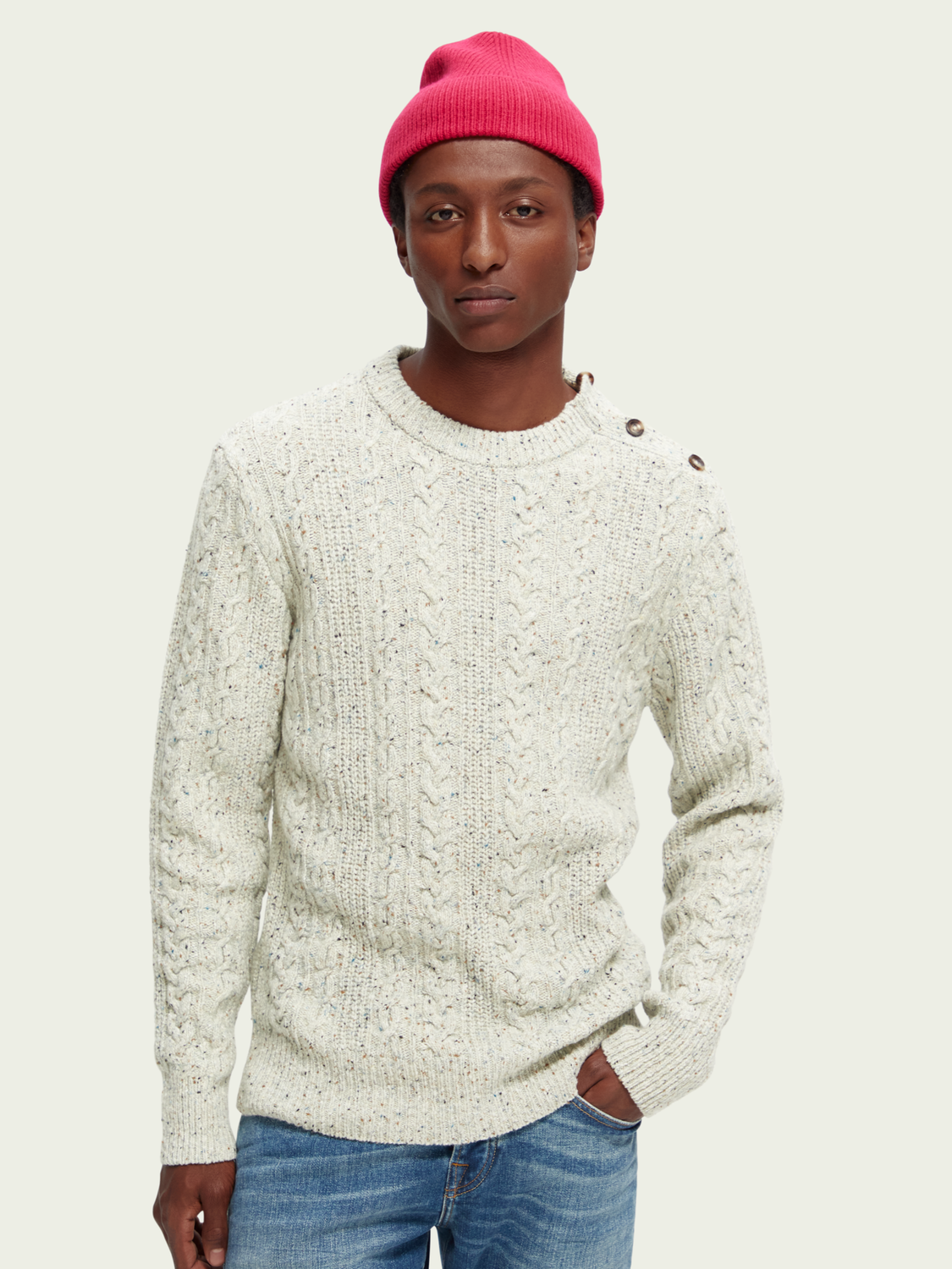 Cable Knit Wool-Blended Sweater | Scotch And Soda Outlet