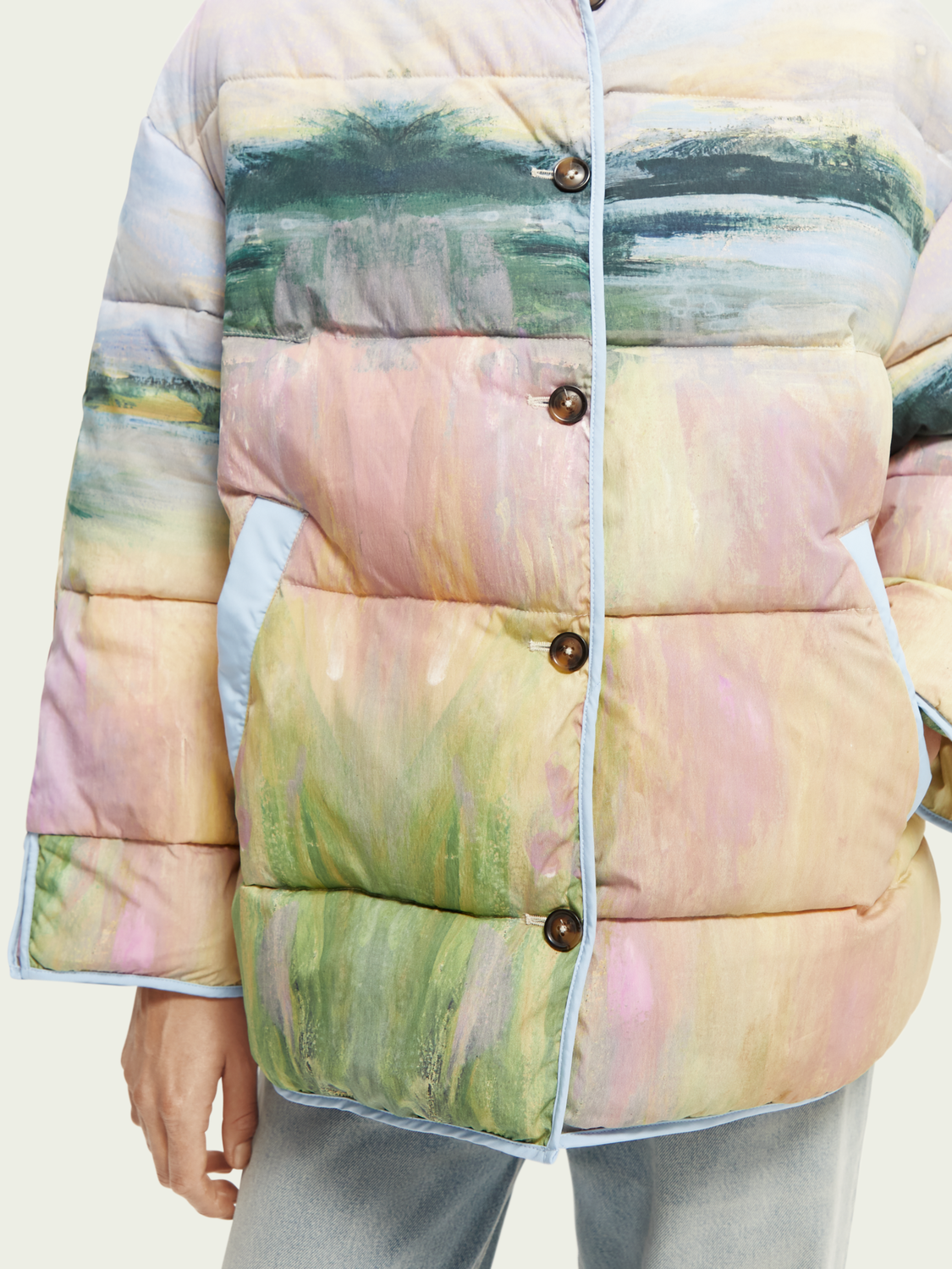 Oversized Water-Repellent Watercolour Puffer Jacket | scotch & soda outlet